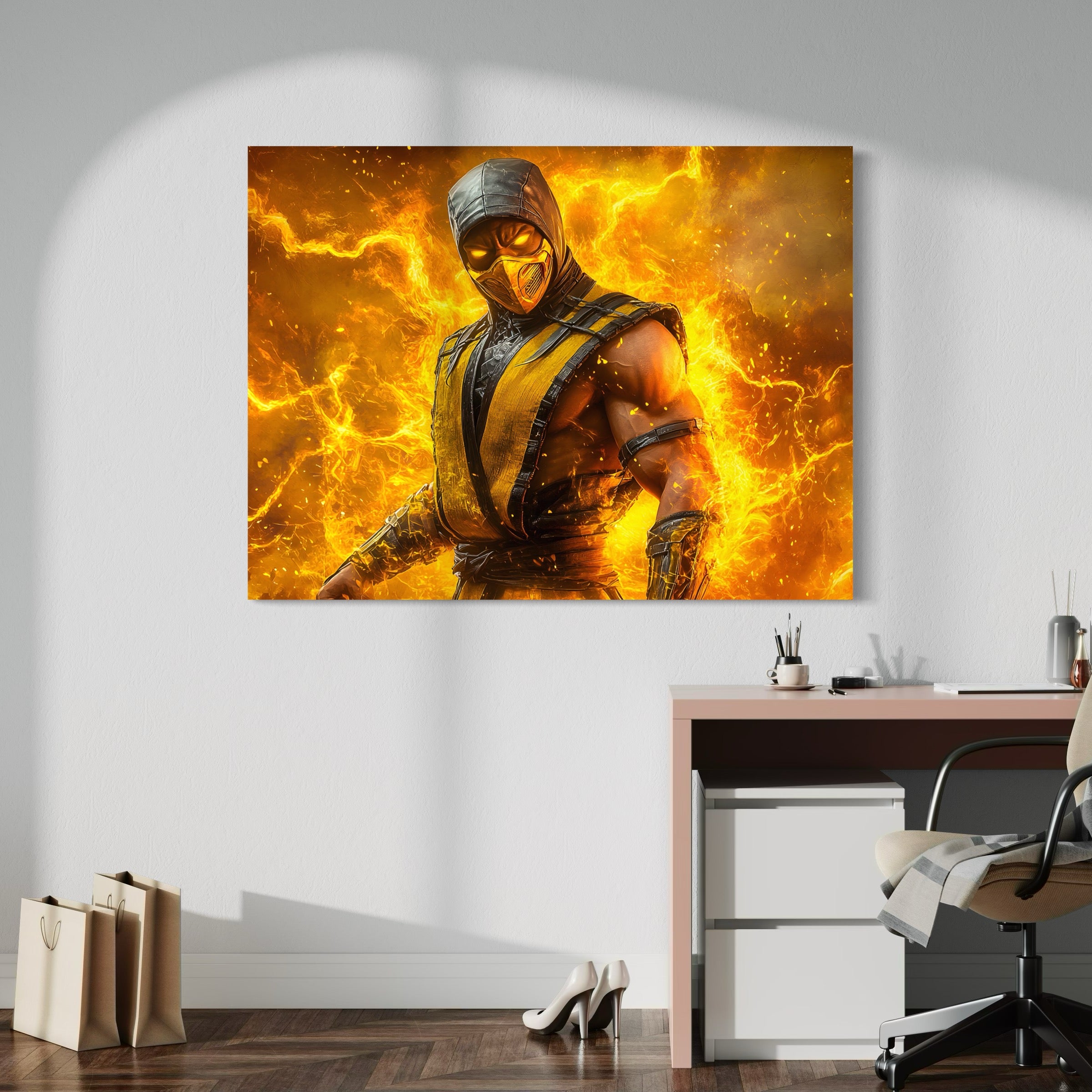 Tableau Mortal Kombat Scorpion en Feu - Cadre Mural - Fabulartz.fr