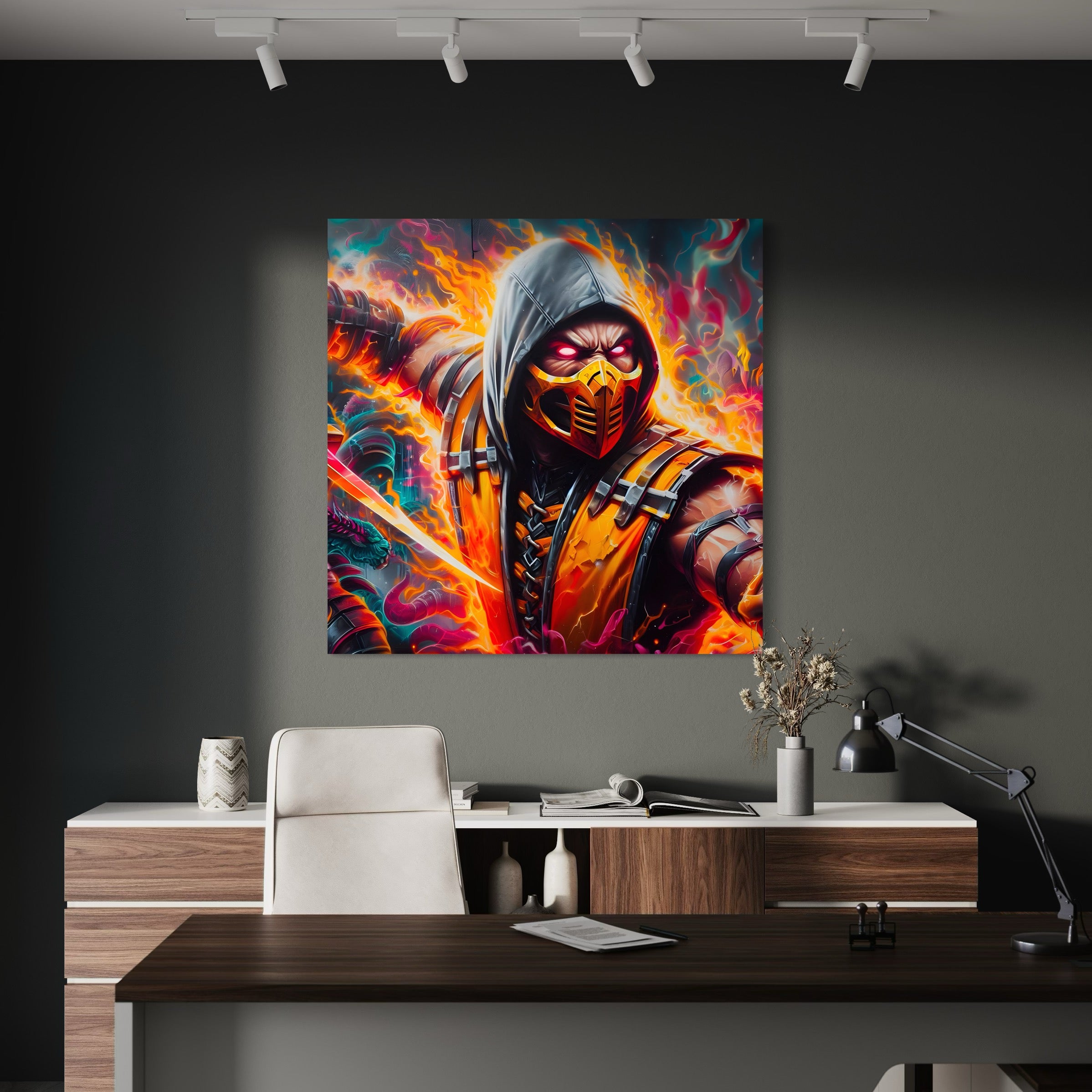 Tableau Mortal Kombat Scorpion Force Enflammée - Décoration Murale - Fabulartz.fr