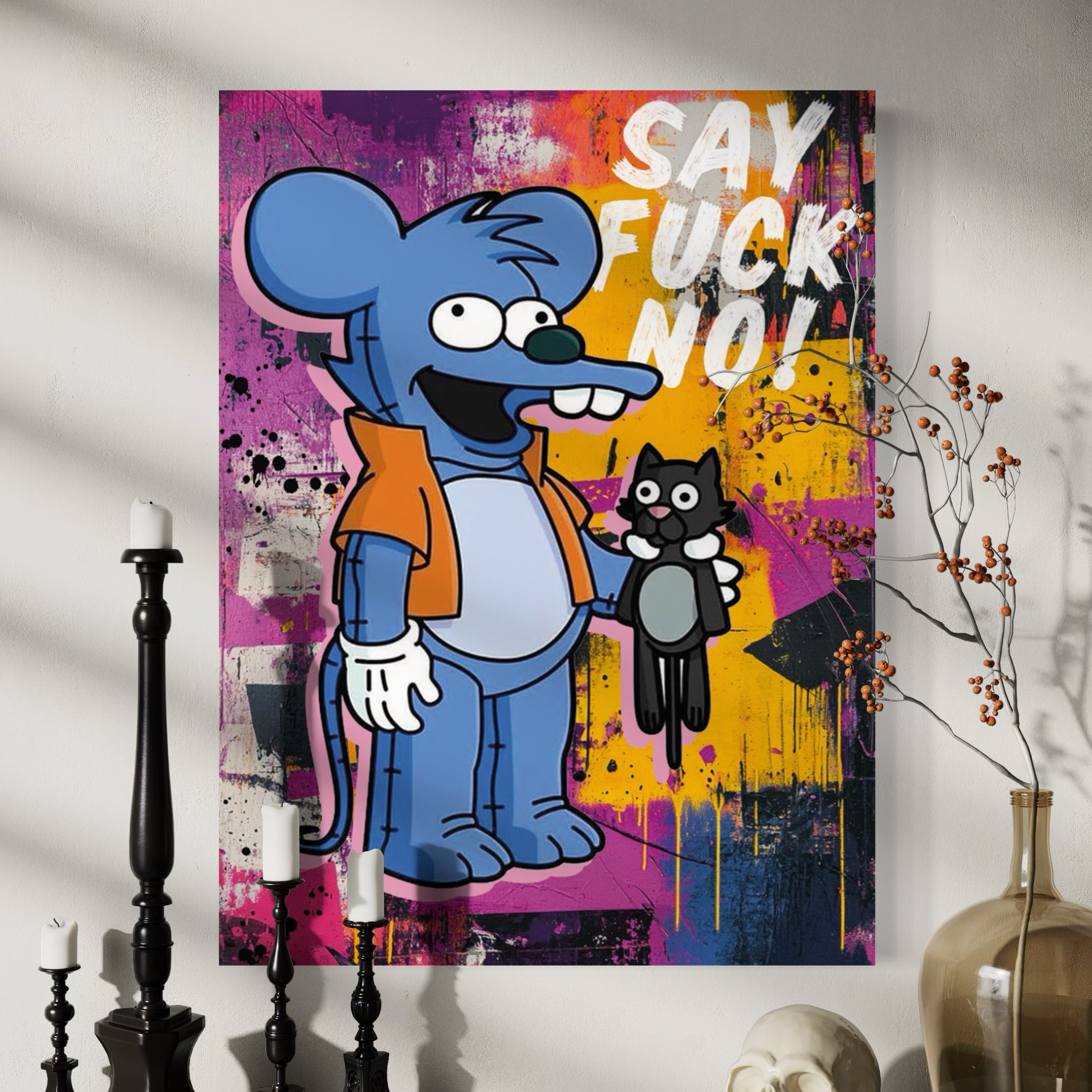 Tableau Simpson - Scratchy Graffiti Street Art - Fabulartz.fr