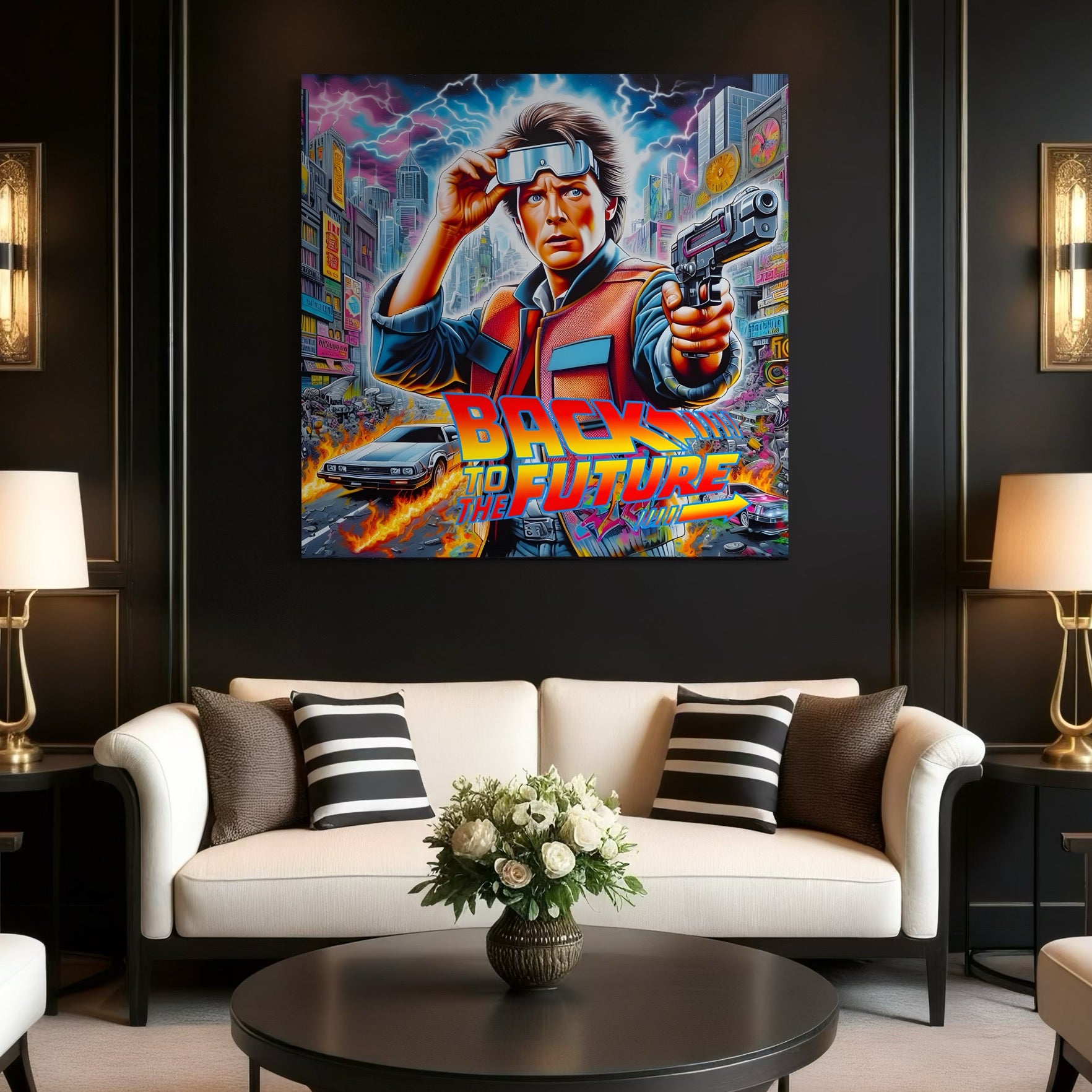 Tableau Retour Vers Le Futur - Marty McFly Lunettes et Arme - Fabulartz.fr