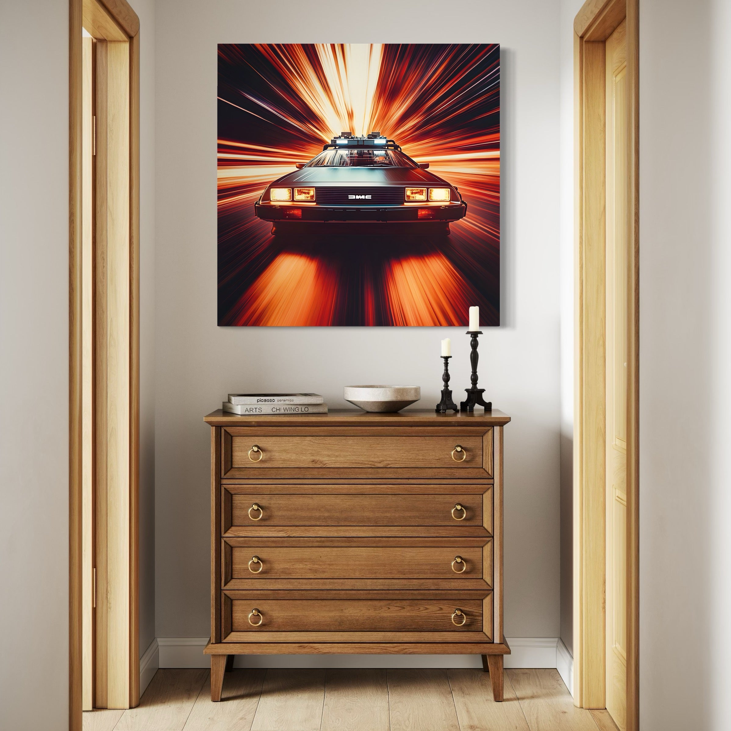 Tableau Retour Vers Le Futur - Delorean en Pleine Vitesse - Fabulartz.fr