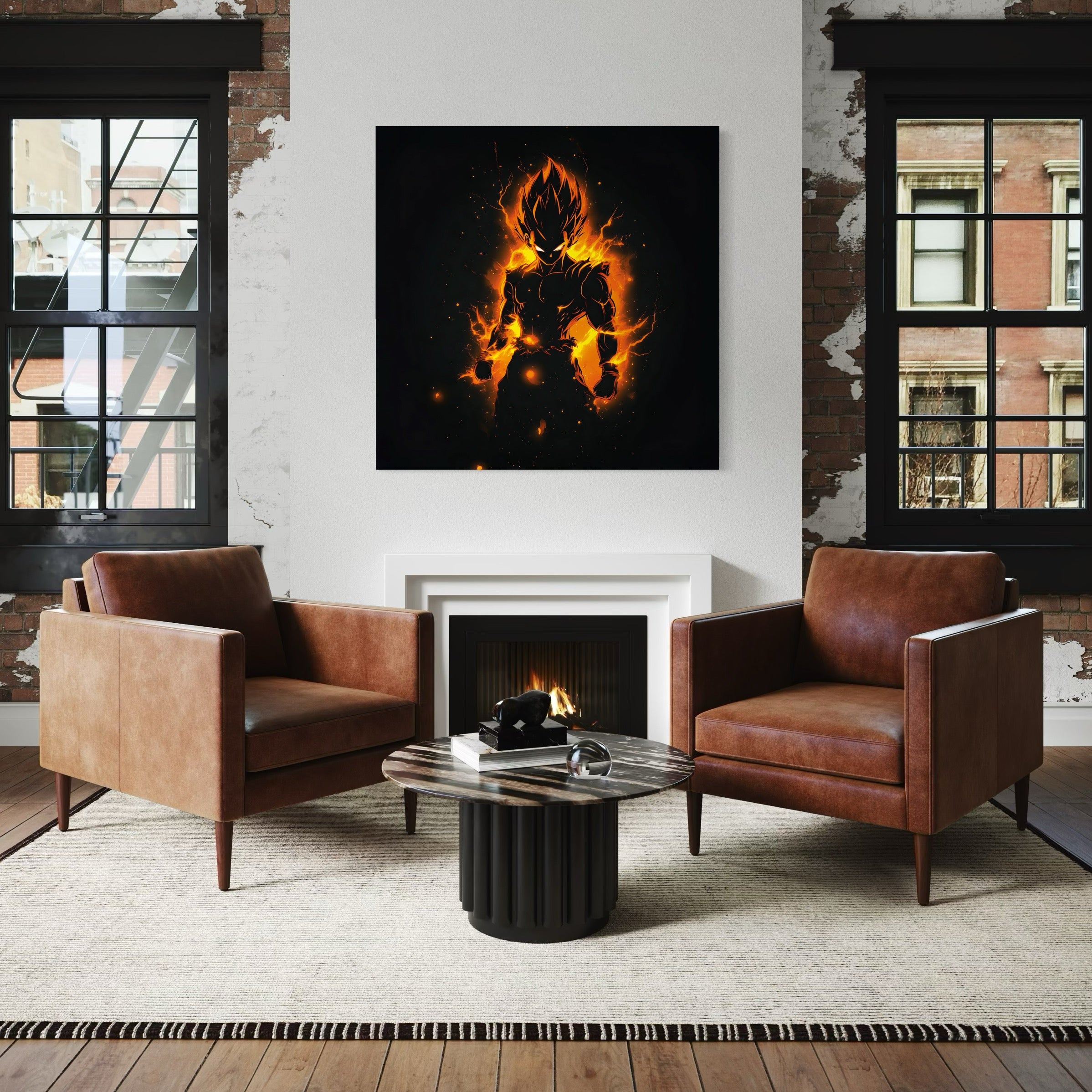 Tableau Dragon Ball Z Goku Feu Intense - Déco Murale Moderne - Fabulartz.fr
