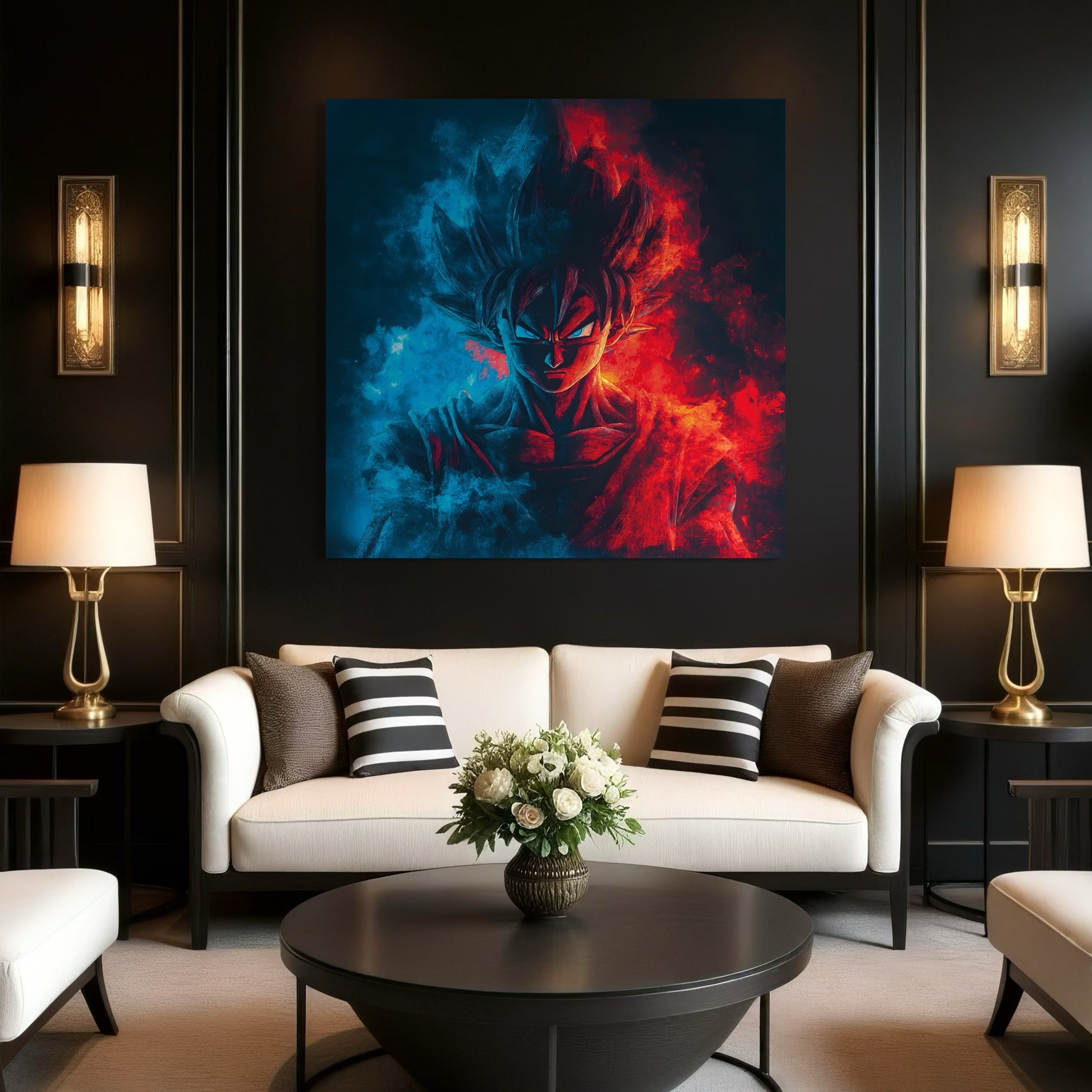 Tableau Dragon Ball Z Goku Feu et Glace - Déco Murale Moderne - Fabulartz.fr