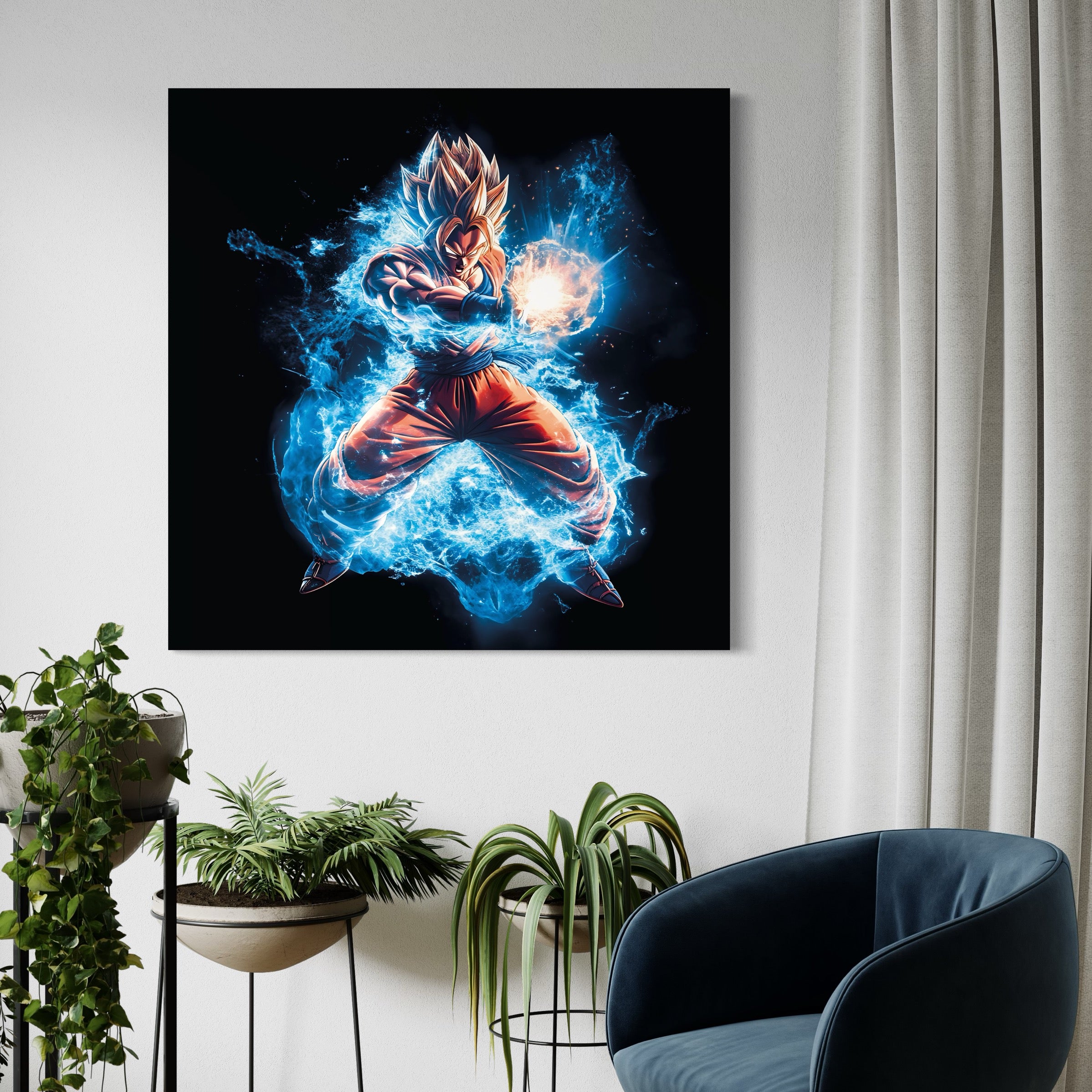 Tableau Dragon Ball Z Goku Énergie Bleue - Cadre Mural Moderne - Fabulartz.fr