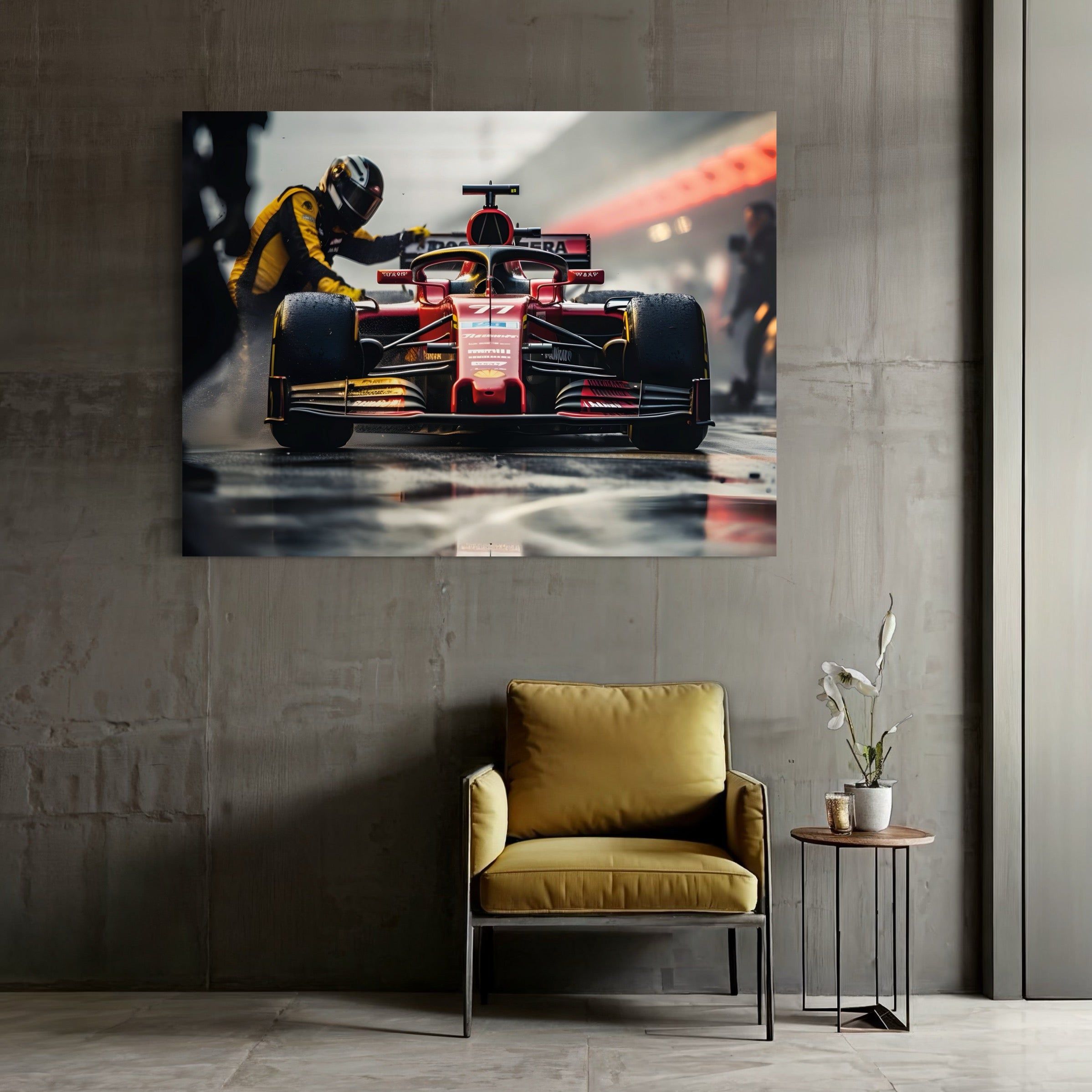 Tableau Formule 1 Ferrari Arrêt - Cadre Mural Design - Fabulartz.fr