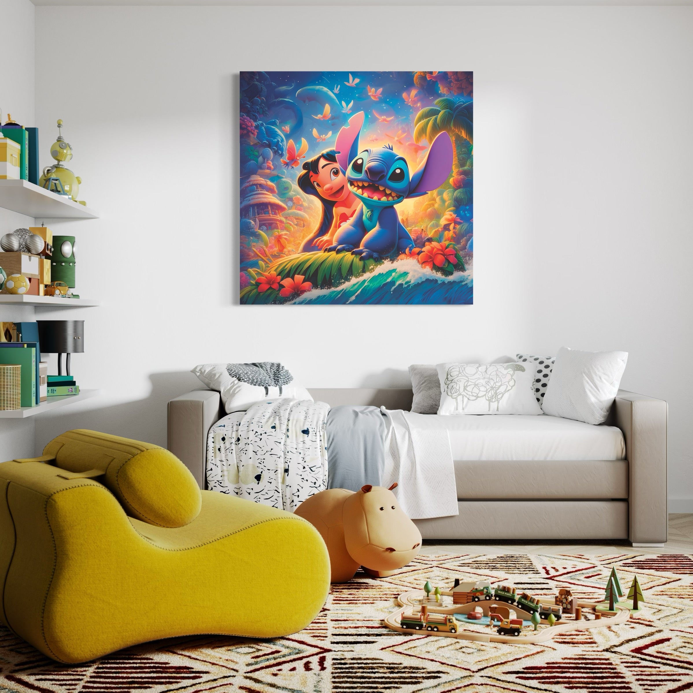Tableau Stitch Jungle - Cadre Déco Murale Moderne - Fabulartz.fr