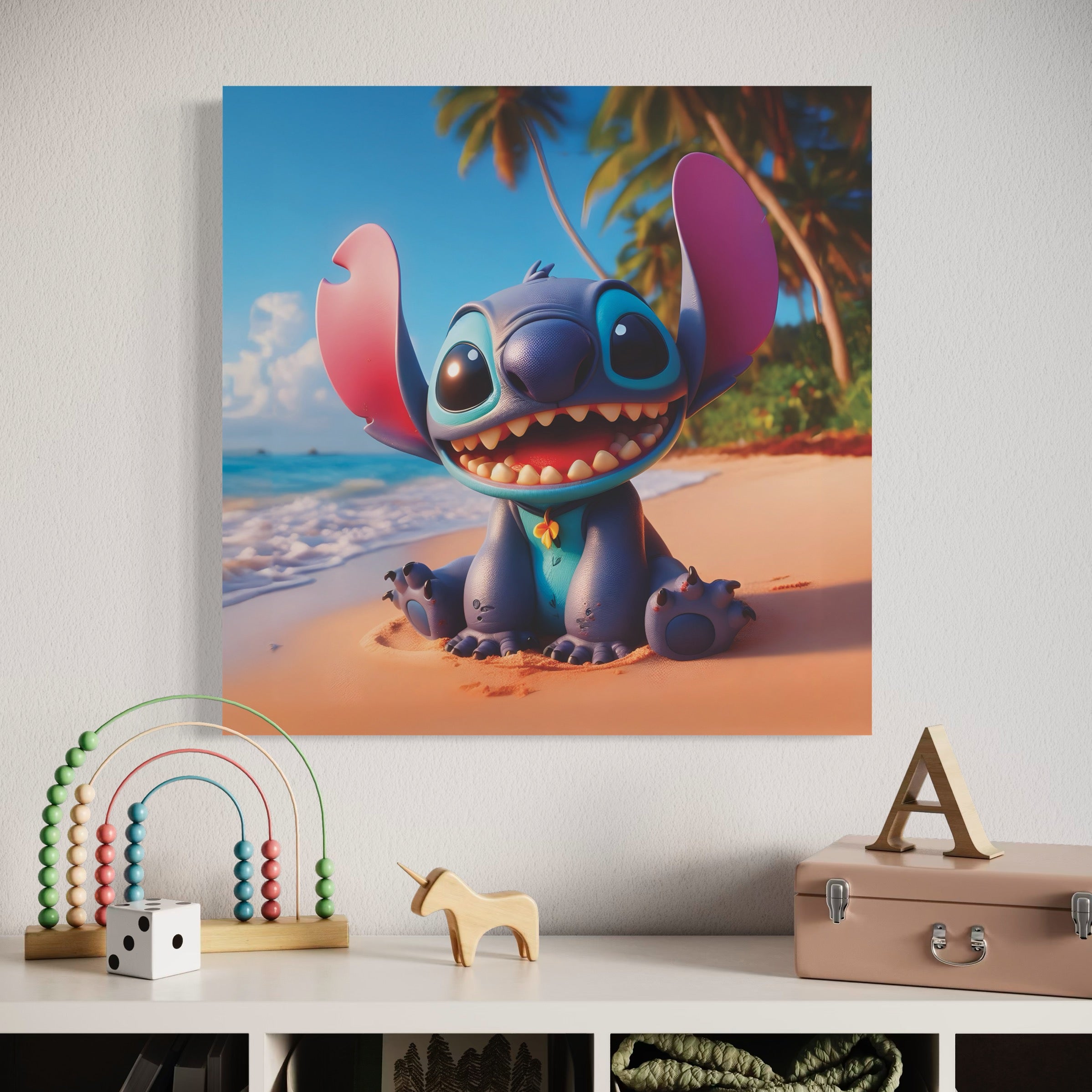 Tableau Stitch Plage - Décoration Murale Design - Fabulartz.fr
