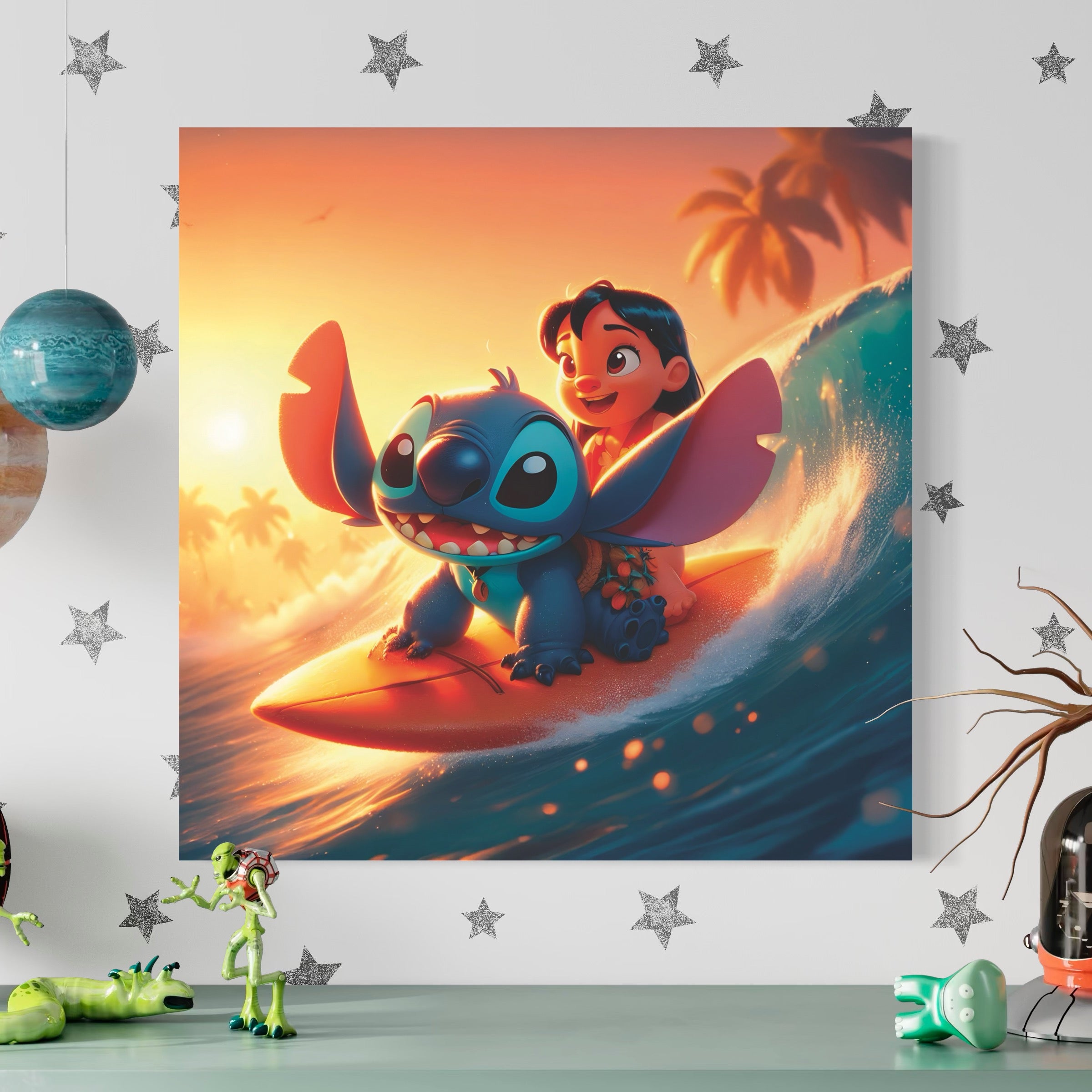 Tableau Stitch Surf - Cadre Déco Murale Moderne - Fabulartz.fr