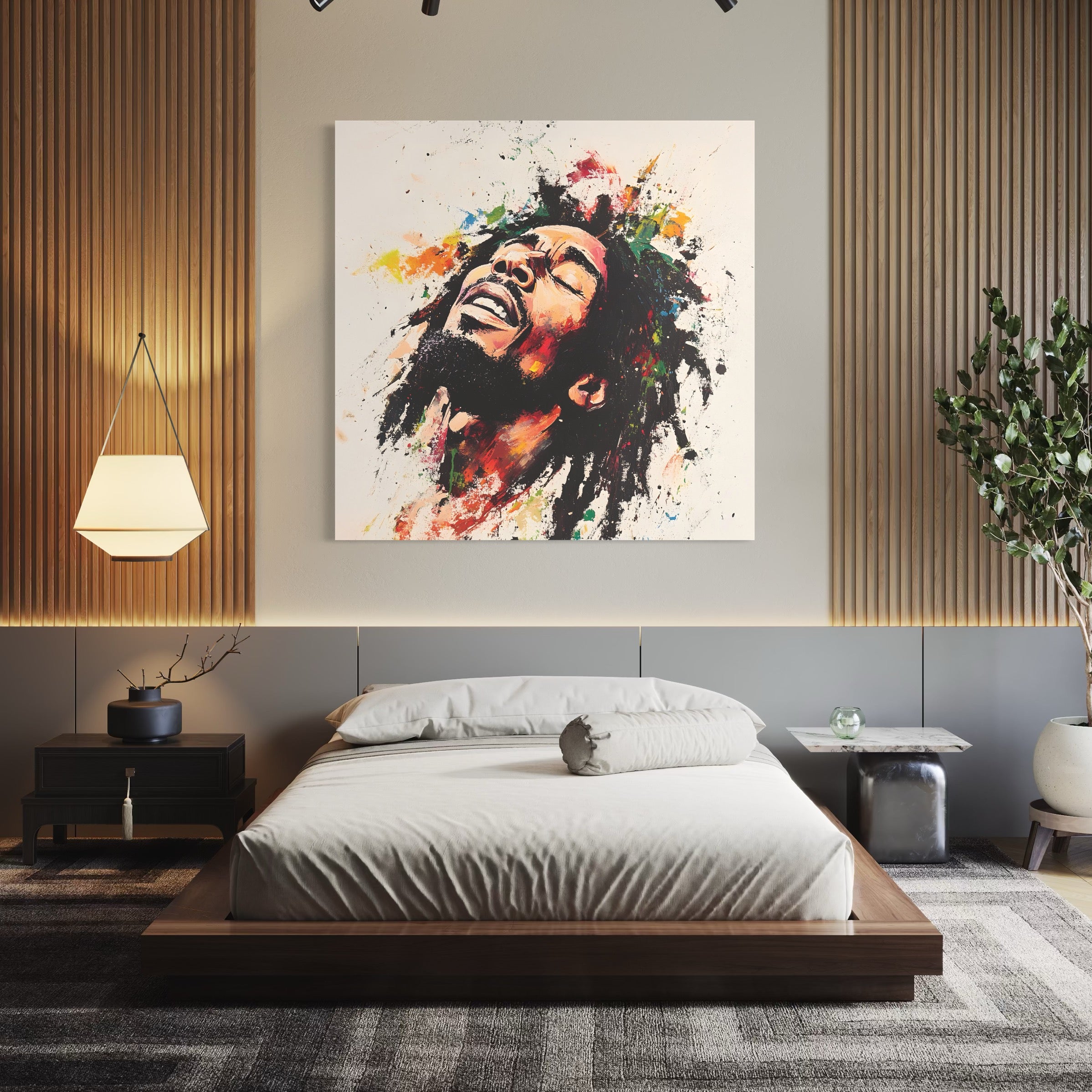Tableau Bob Marley Explosion de Couleurs - Déco Murale Moderne - Fabulartz.fr
