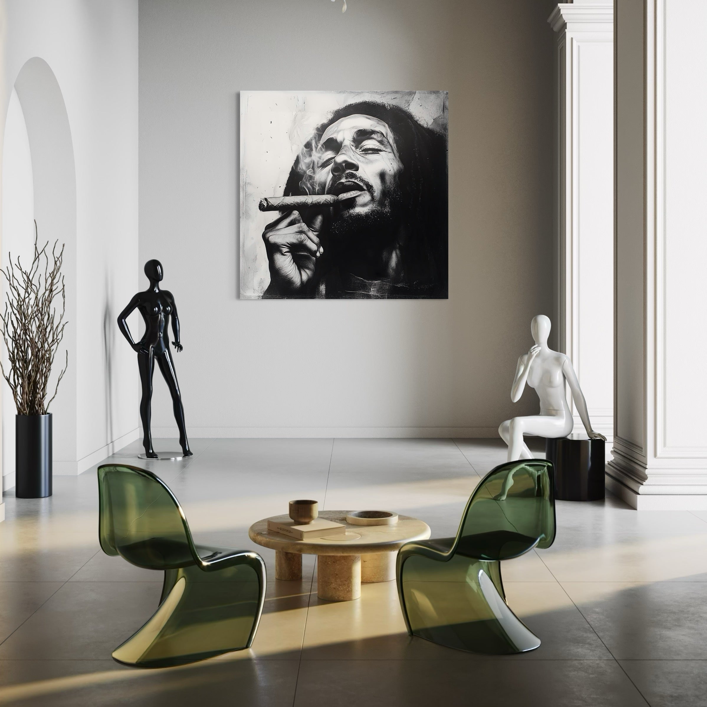 Tableau Bob Marley Noir et Blanc - Cadre Mural Moderne - Fabulartz.fr