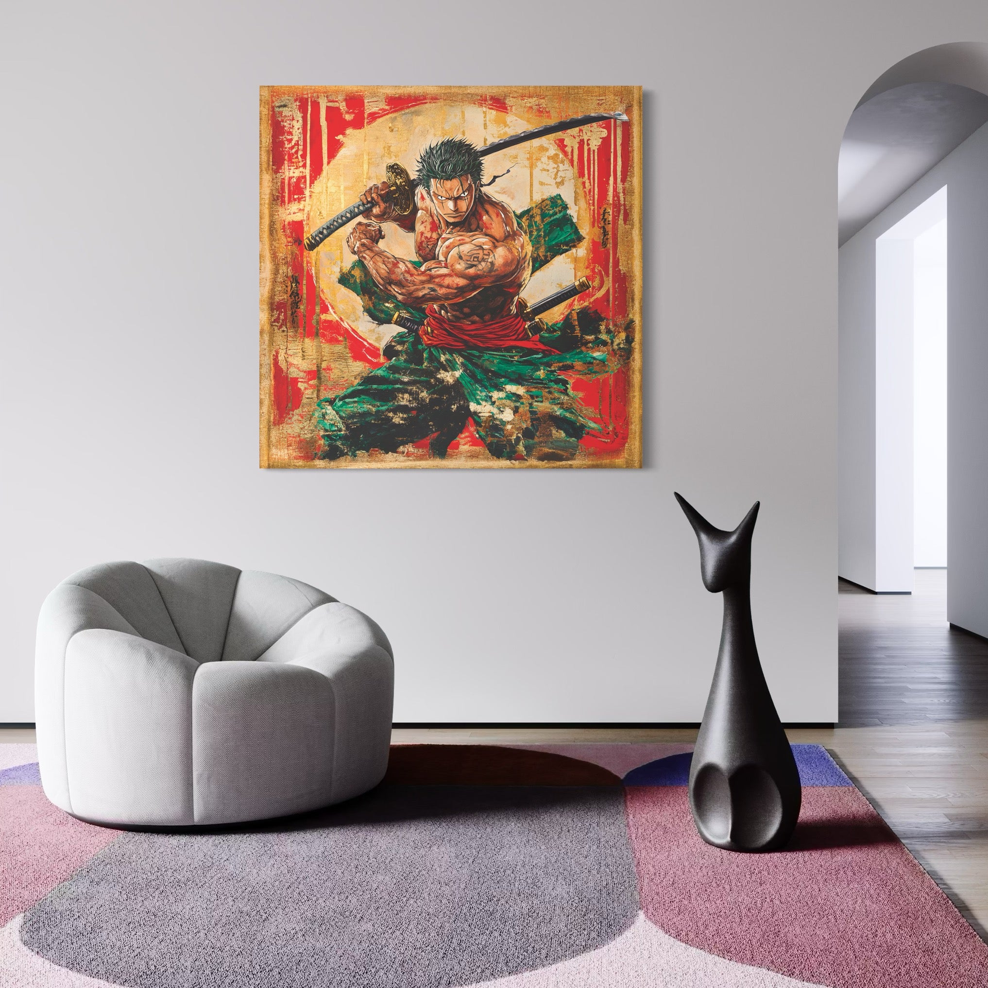 Tableau One Piece Zoro Lame de Feu - Décoration Murale - Fabulartz.fr