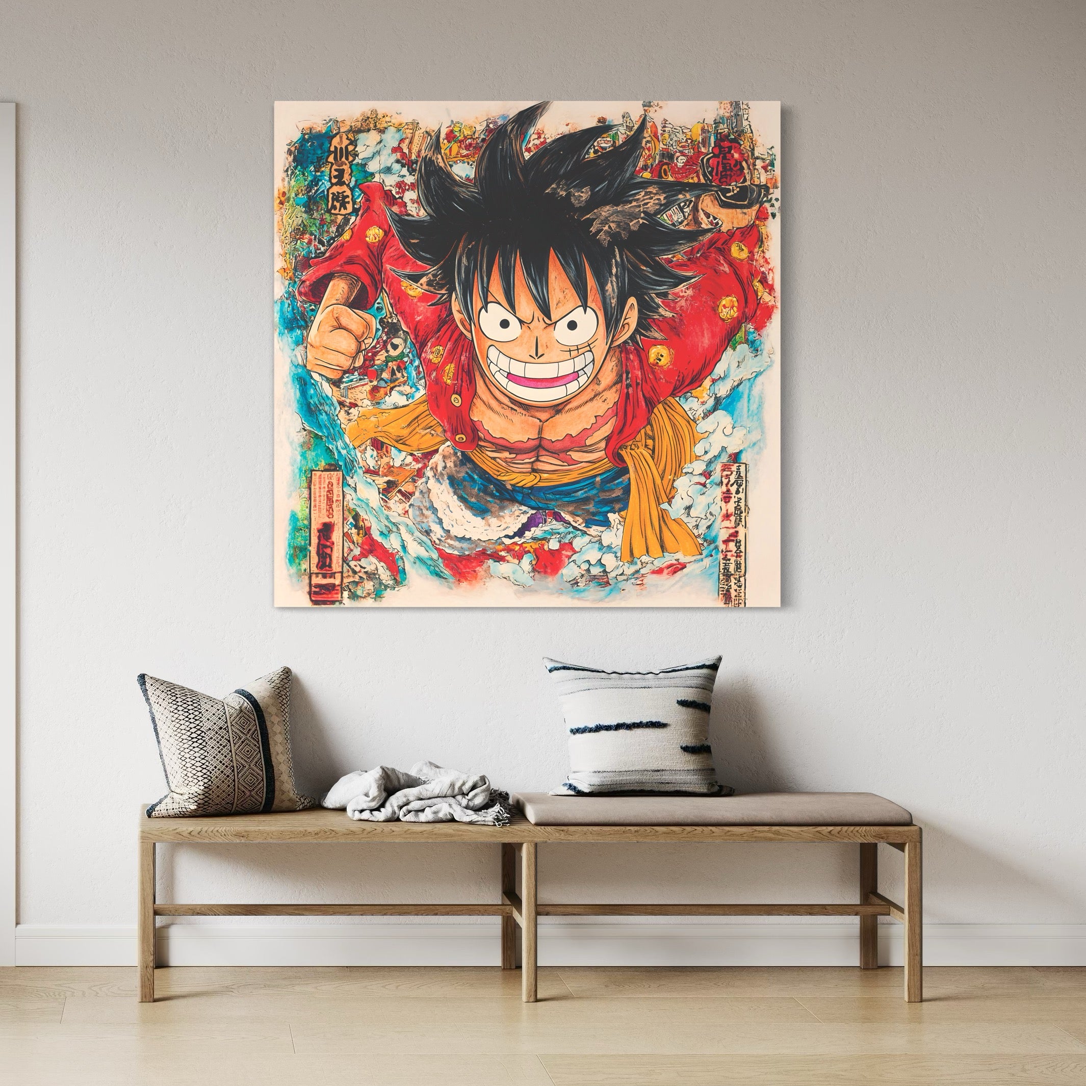 Tableau One Piece Luffy et Vagues - Cadre Déco - Fabulartz.fr