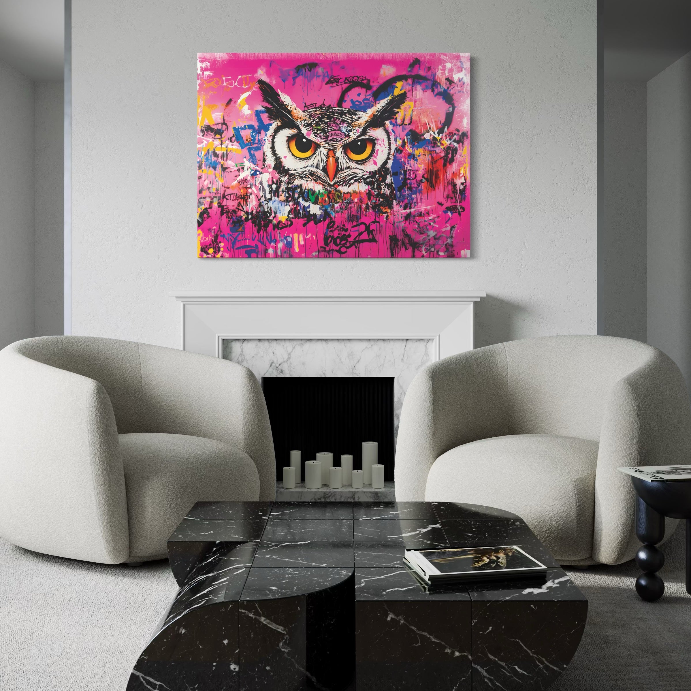 Tableau Animaux Hibou Graffiti - Cadre Déco Design