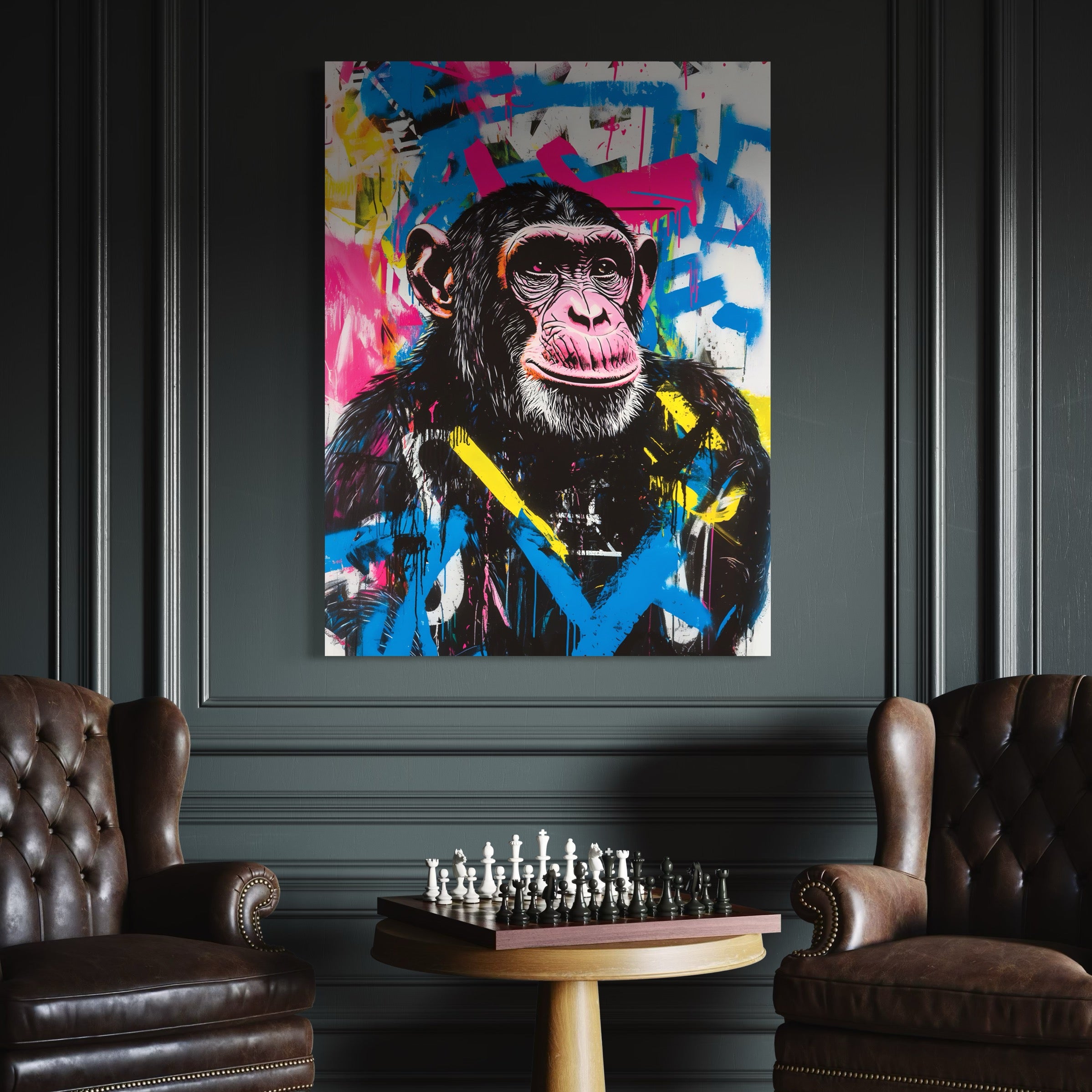 Tableau Singe Graffiti Bleu - Déco Murale Moderne