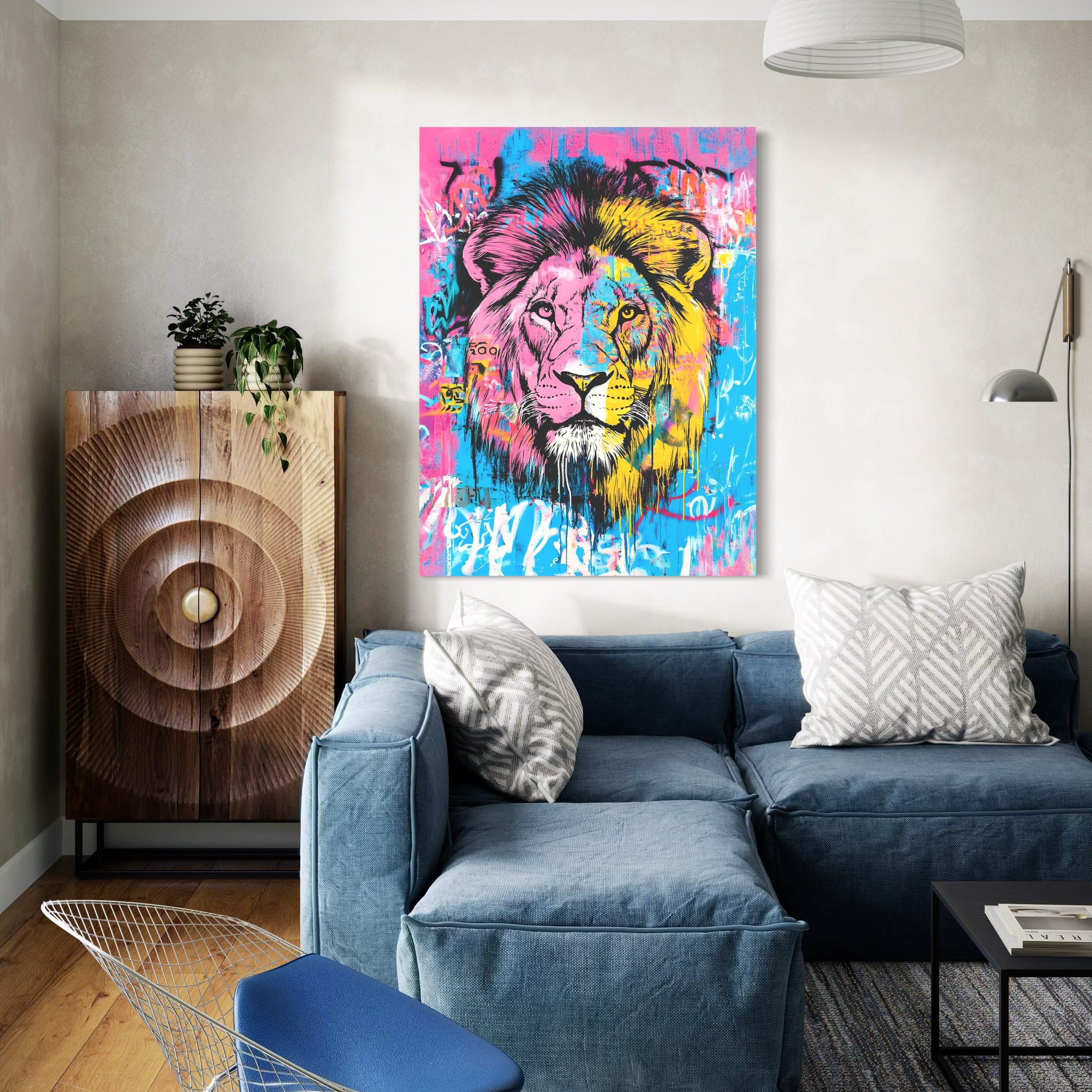 Pittura Leone Bagliore Pastello - Déco Murale Design