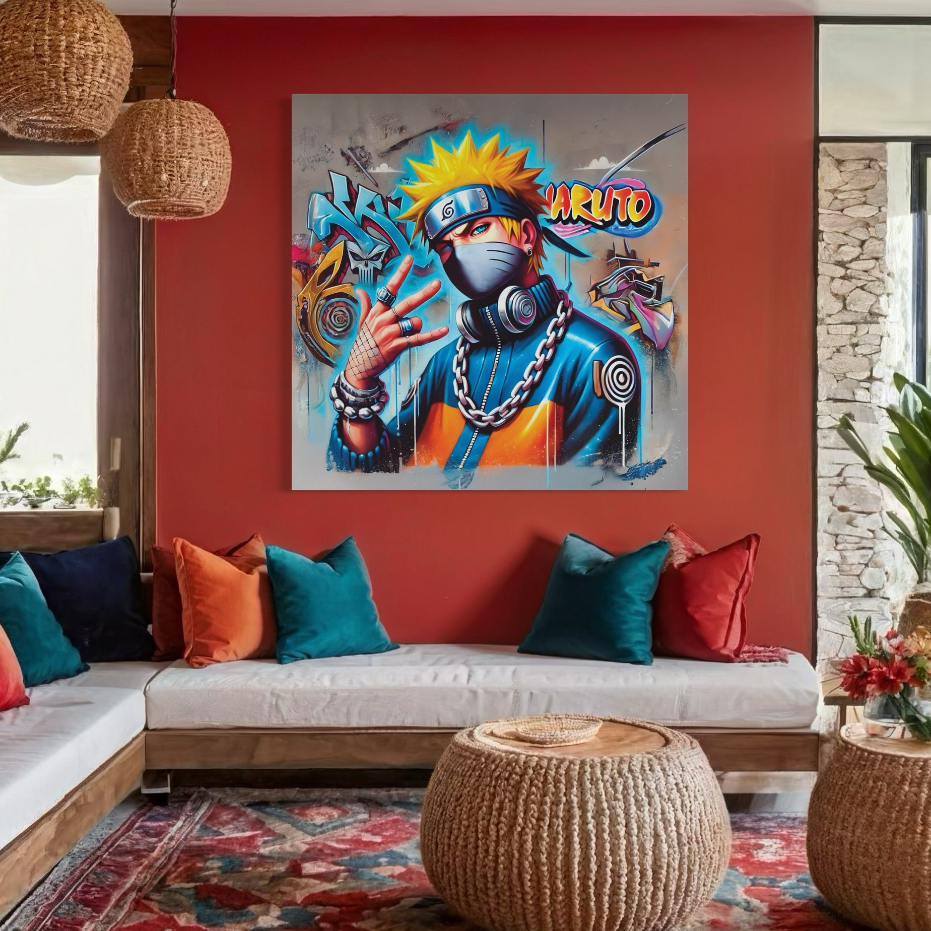 Tableau Naruto Street Art - Personnage Emblématique Déco Murale