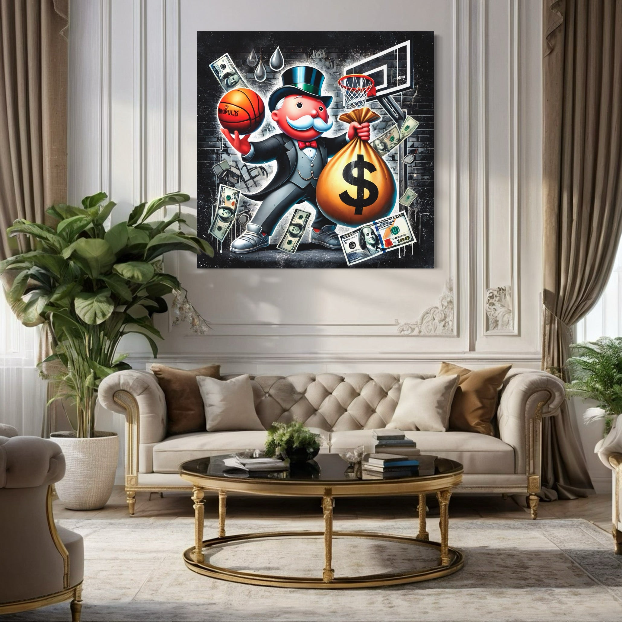 Tableau Monopoly Basketball Luxe - Street Art et Décoration Murale