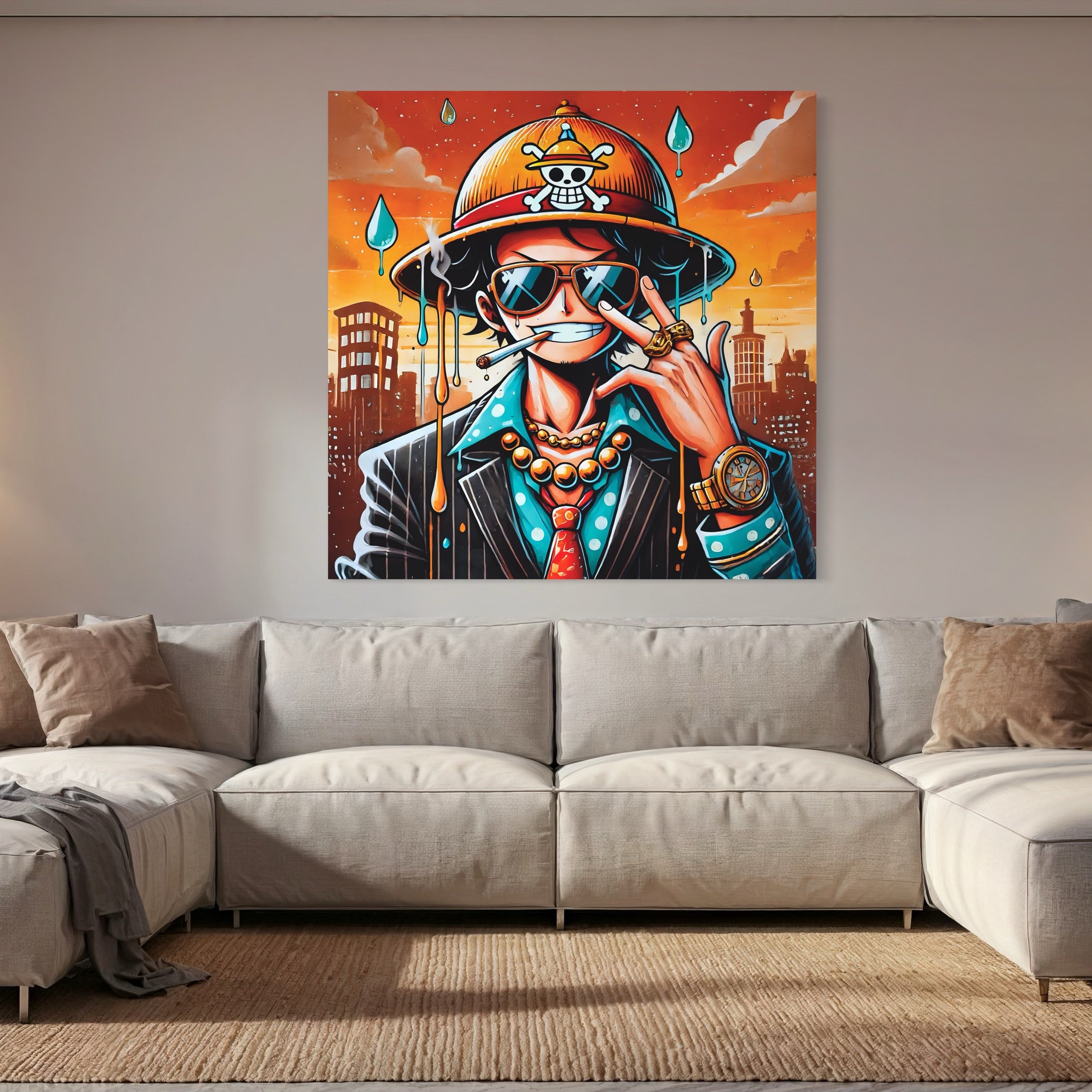 Tableau One Piece Luffy Chic Urbain - Décoration Murale Moderne