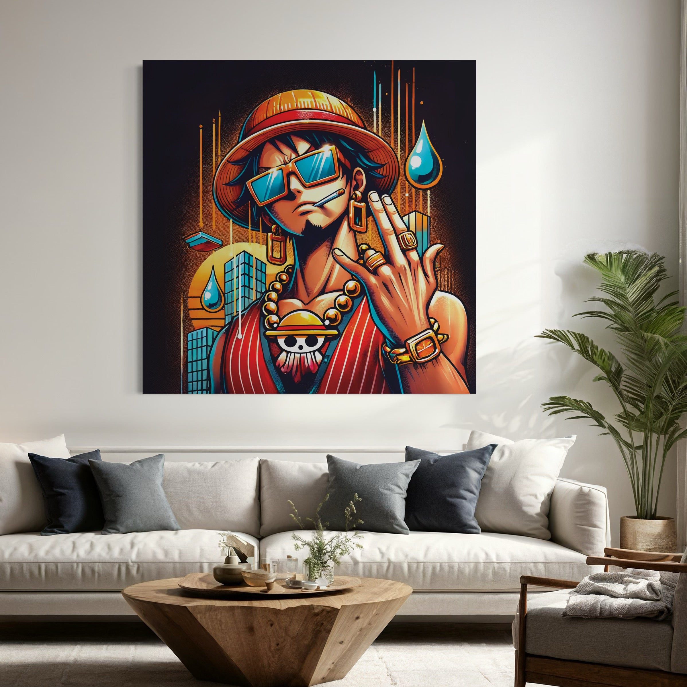 Tableau One Piece Luffy Métropolitain - Décoration Murale Moderne