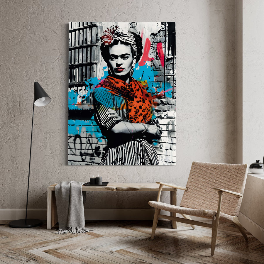 Tableau Urbain Frida Kahlo - Art Mural avec Graffiti