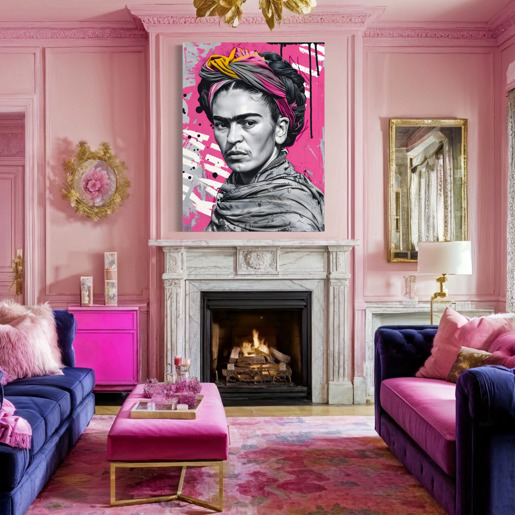 Tableau Frida Kahlo Rose et Vibrant - Cadre Déco Chic pour Salon - Fabulartz.fr