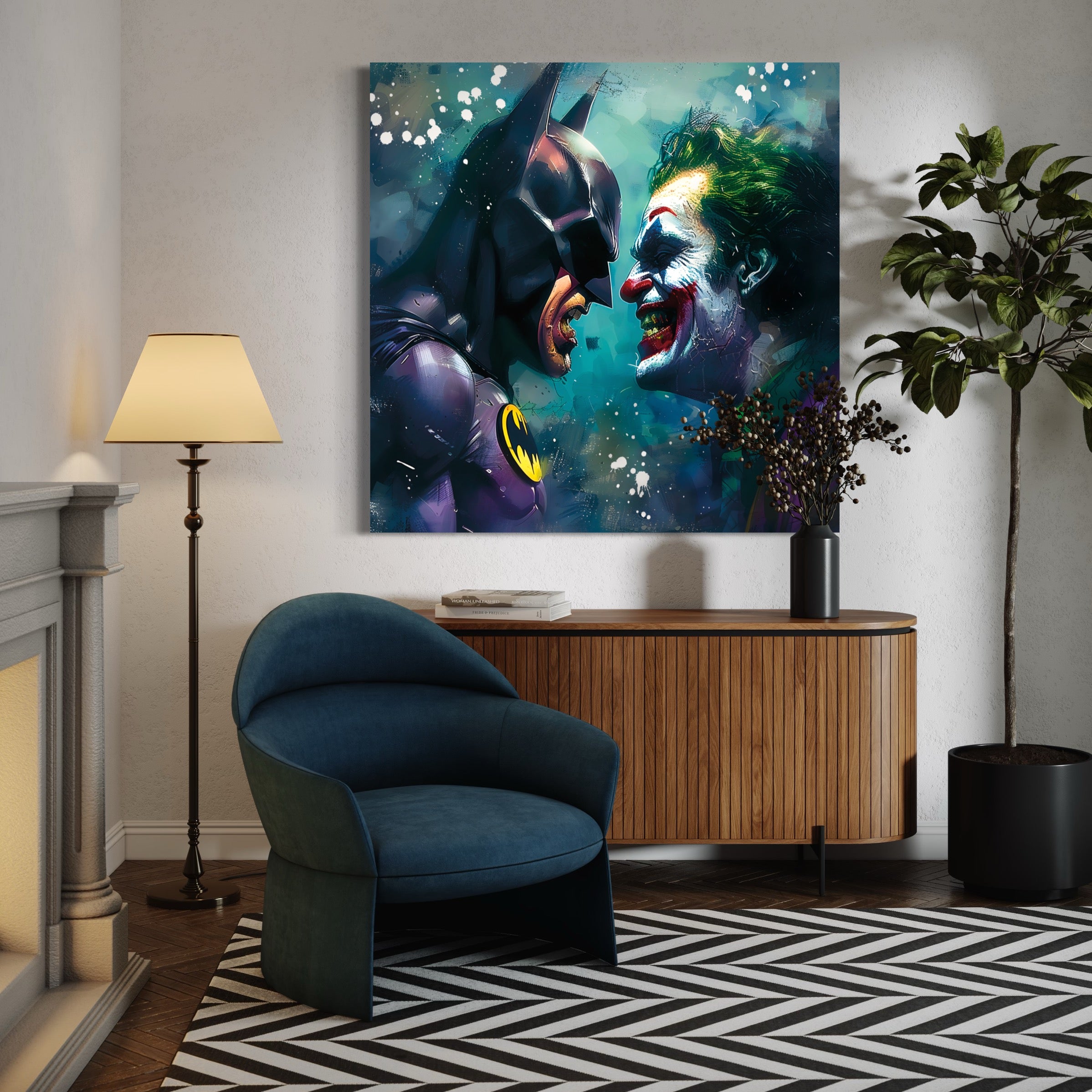 Tableau du Joker vs Batman - Art Mural de Superhéros - Fabulartz.fr