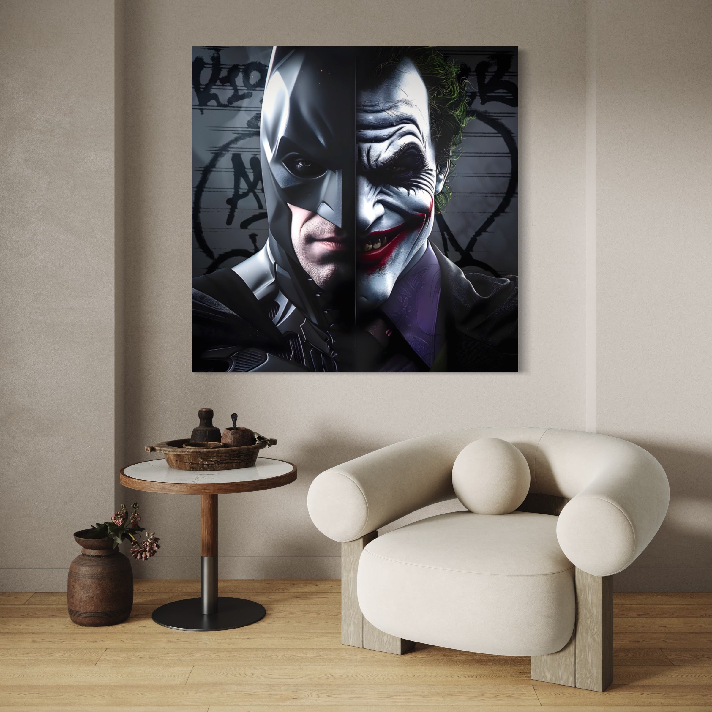 Tableau Fusion Joker et Batman - Décoration Murale Dualité - Fabulartz.fr