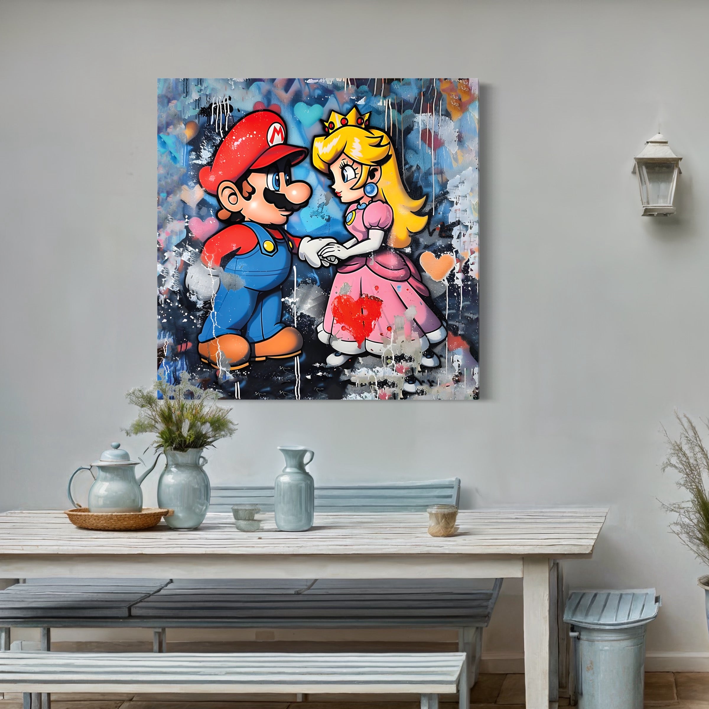 Tableau Mario & Princesse Peach - Décoration Murale Captivante et Romantique - Fabulartz.fr