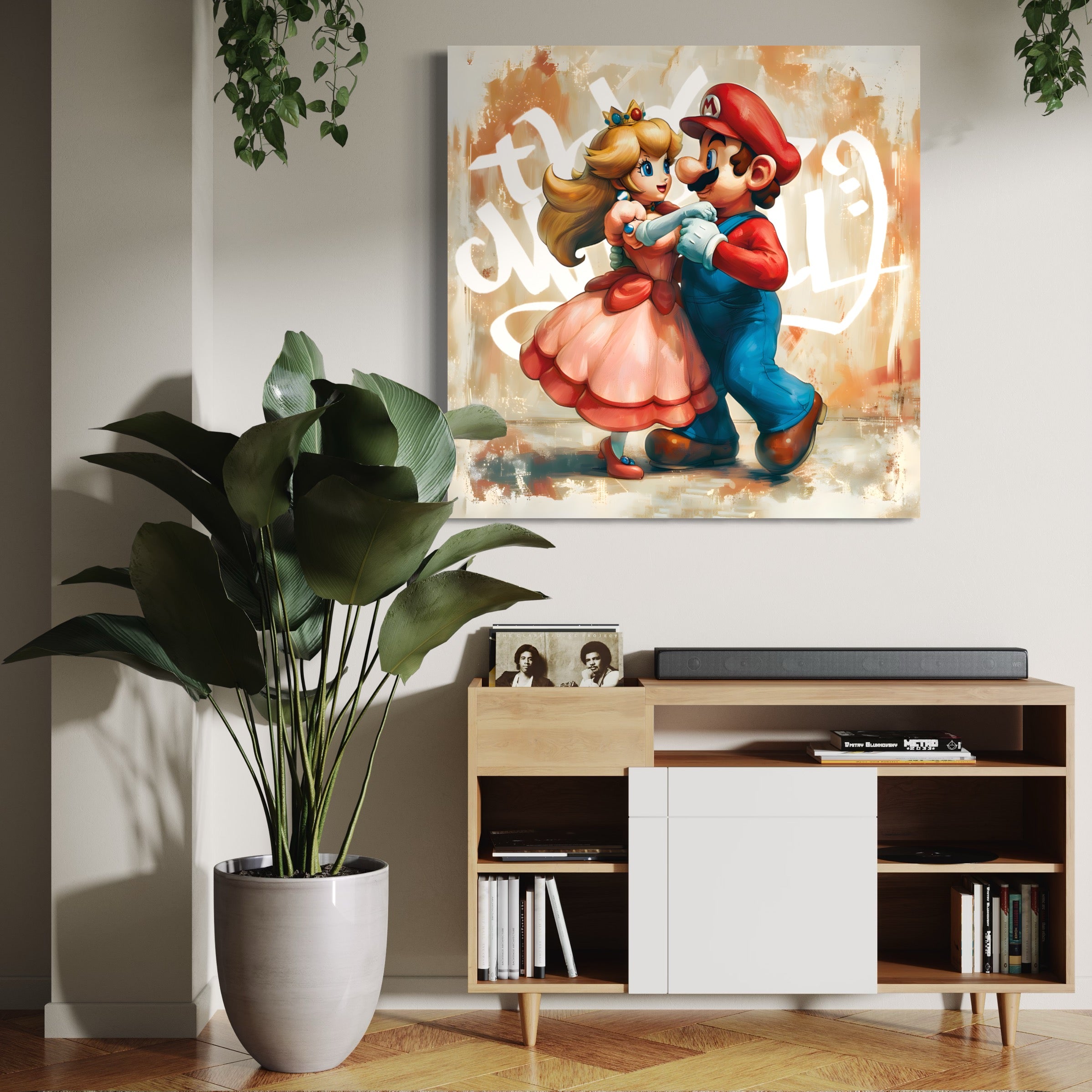 Tableau Mario et Princesse Peach Romantique - Décoration Murale Intérieure - Fabulartz.fr