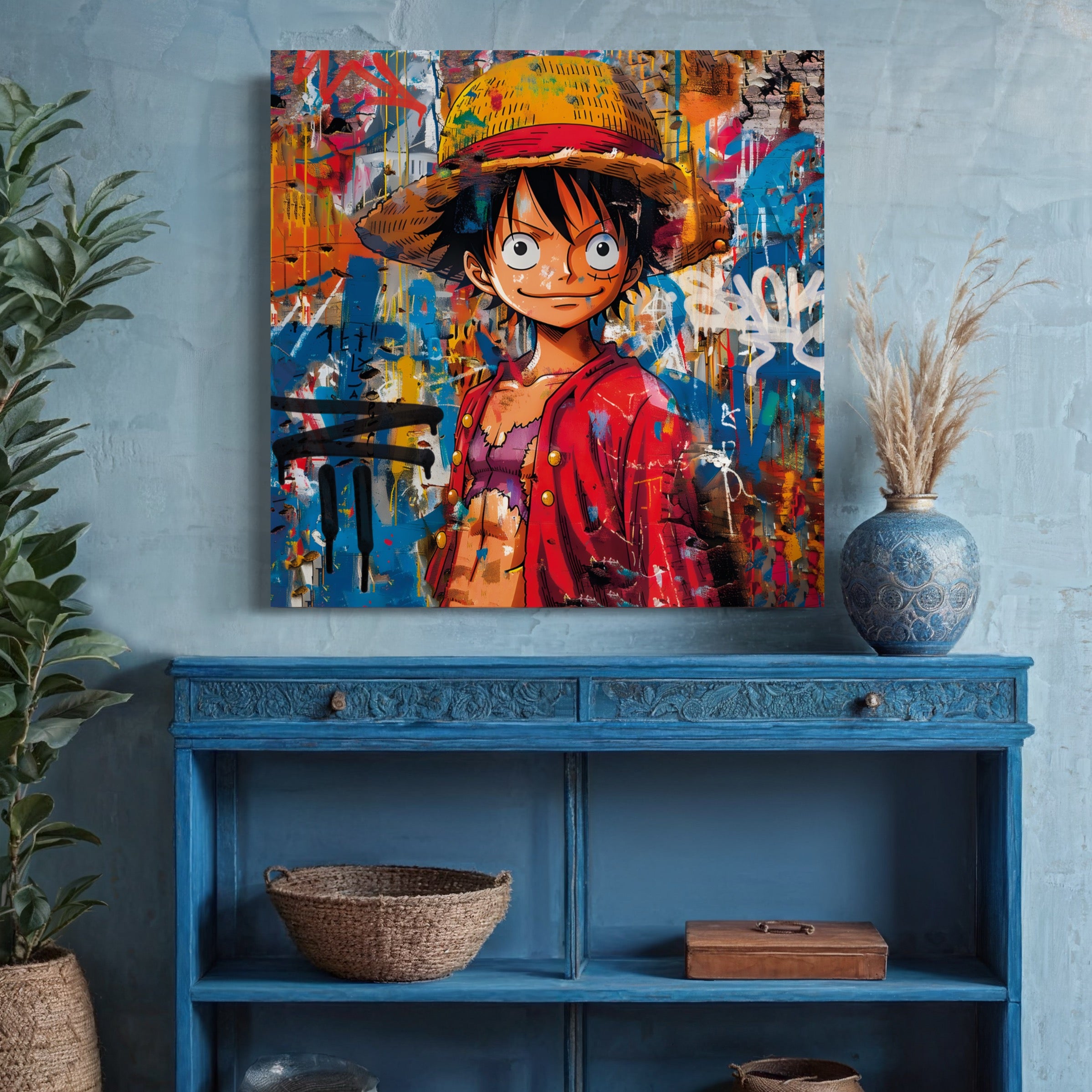 Tableau One Piece - Luffy Street Art - Décoration Murale Design - Fabulartz.fr