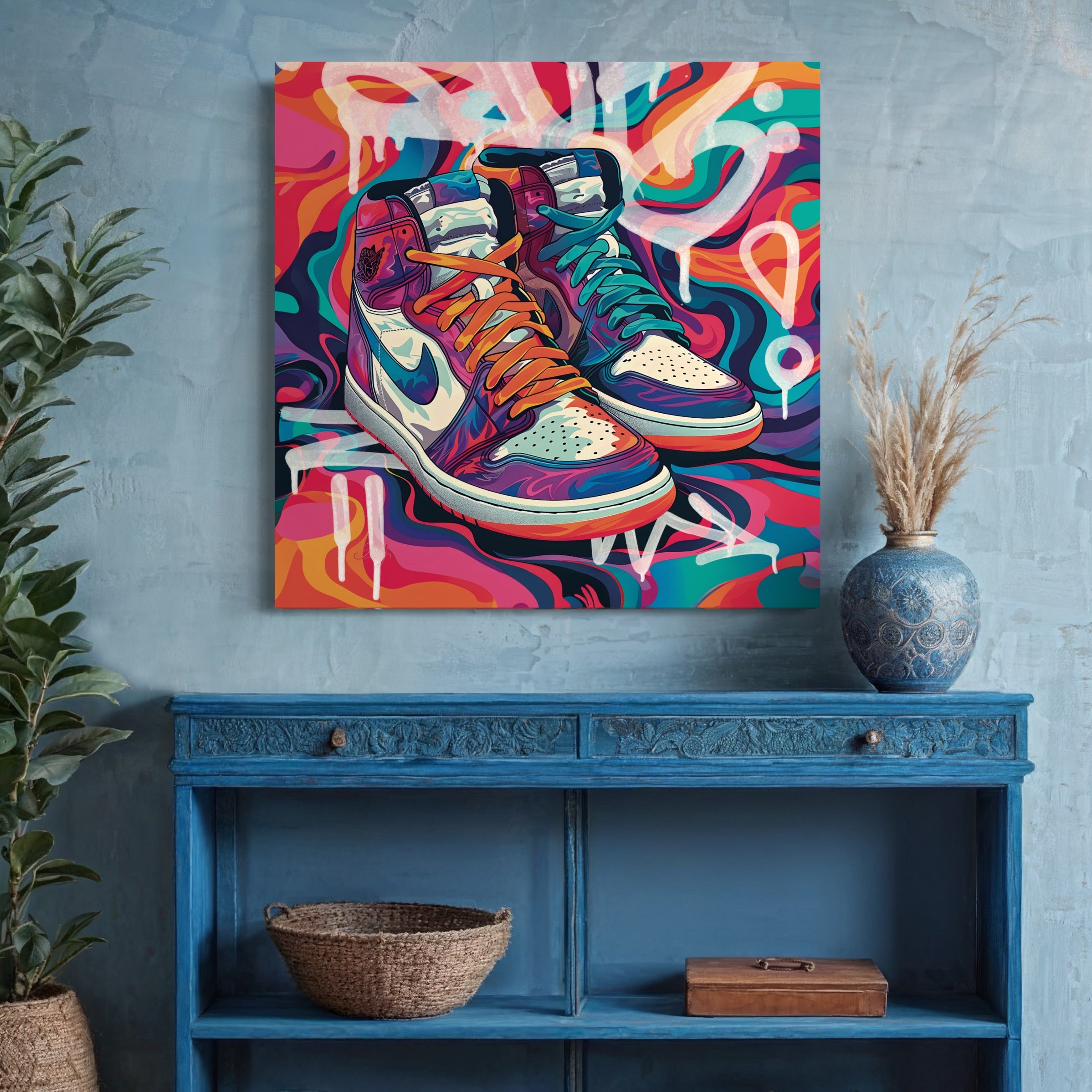 Tableau Sneakers Nike Psychédéliques - Décoration Murale Design - Fabulartz.fr