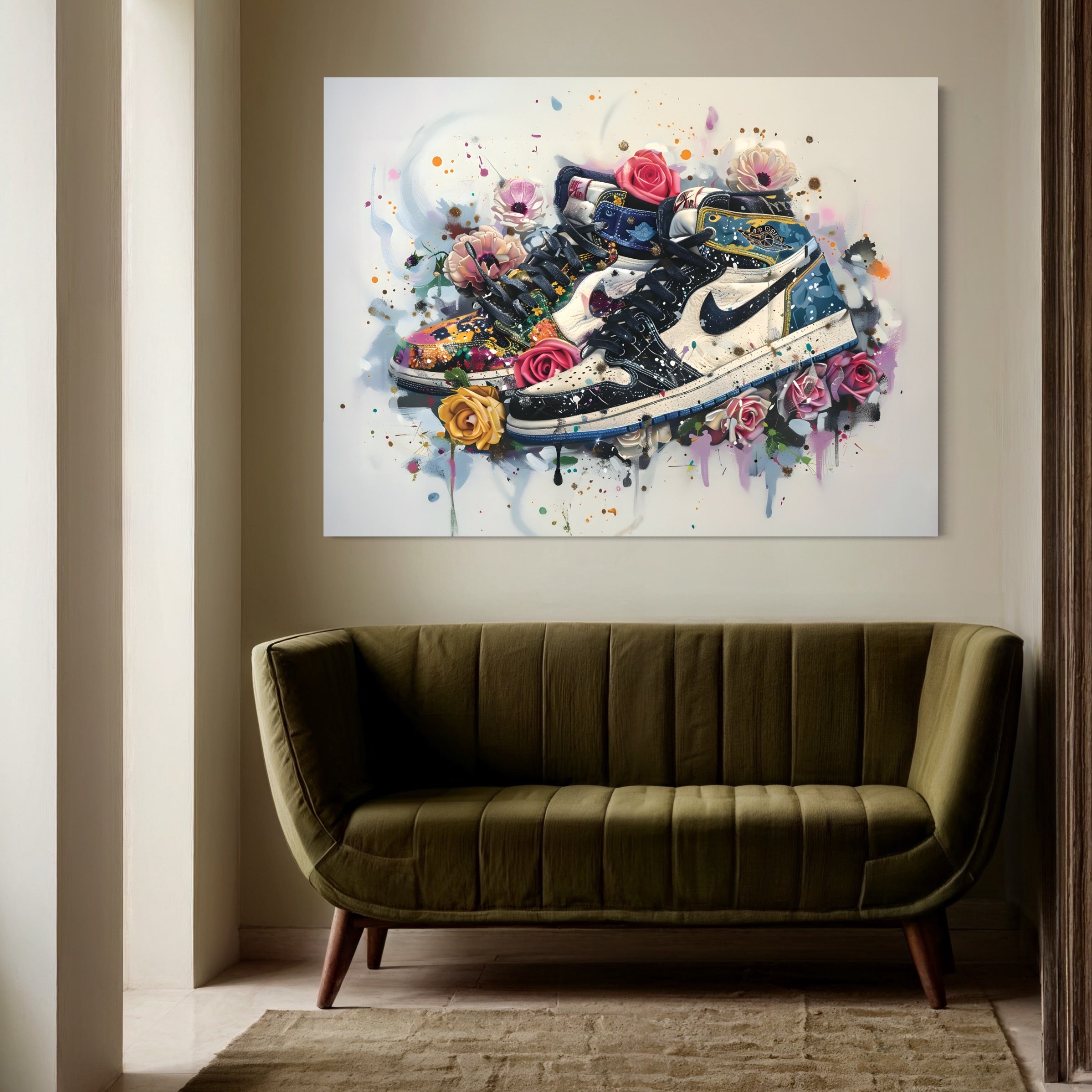 Tableau Sneakers Nike Roses et Bleues - Décoration Murale Design - Fabulartz.fr