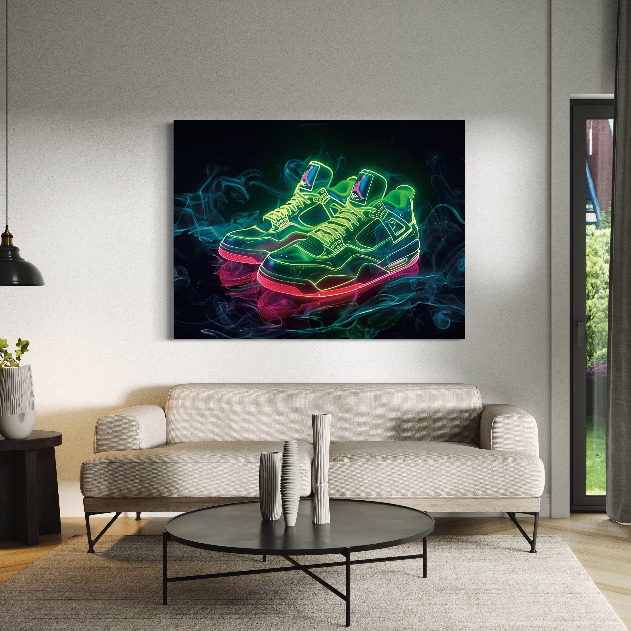 Tableau Sneakers Nike Néon Futuriste - Décoration Murale Design - Fabulartz.fr