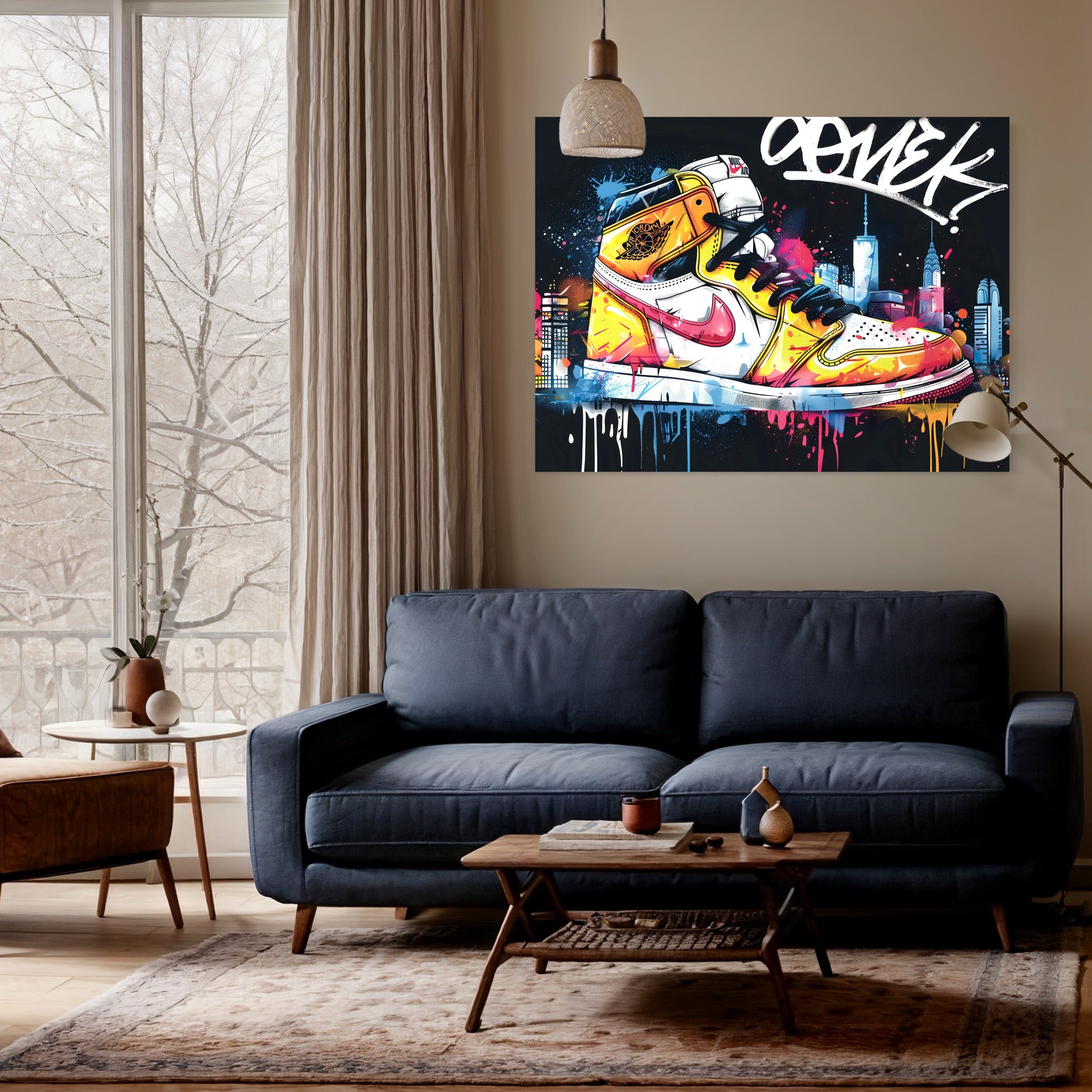 Tableau Sneakers Nike New York Skyline - Décoration Murale Design - Fabulartz.fr