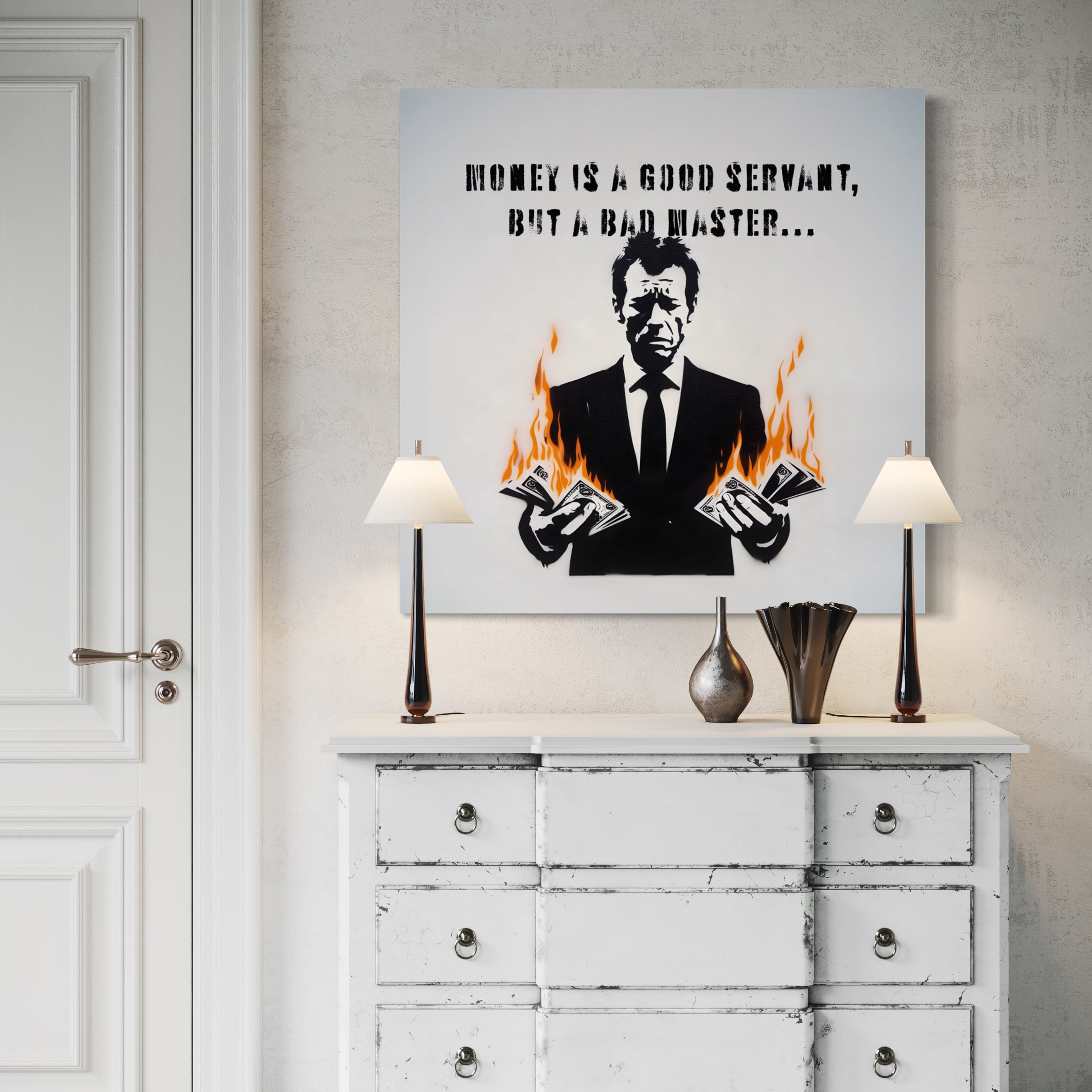 Tableau Street Art Argent - Décoration Murale Design & Déco - Fabulartz.fr