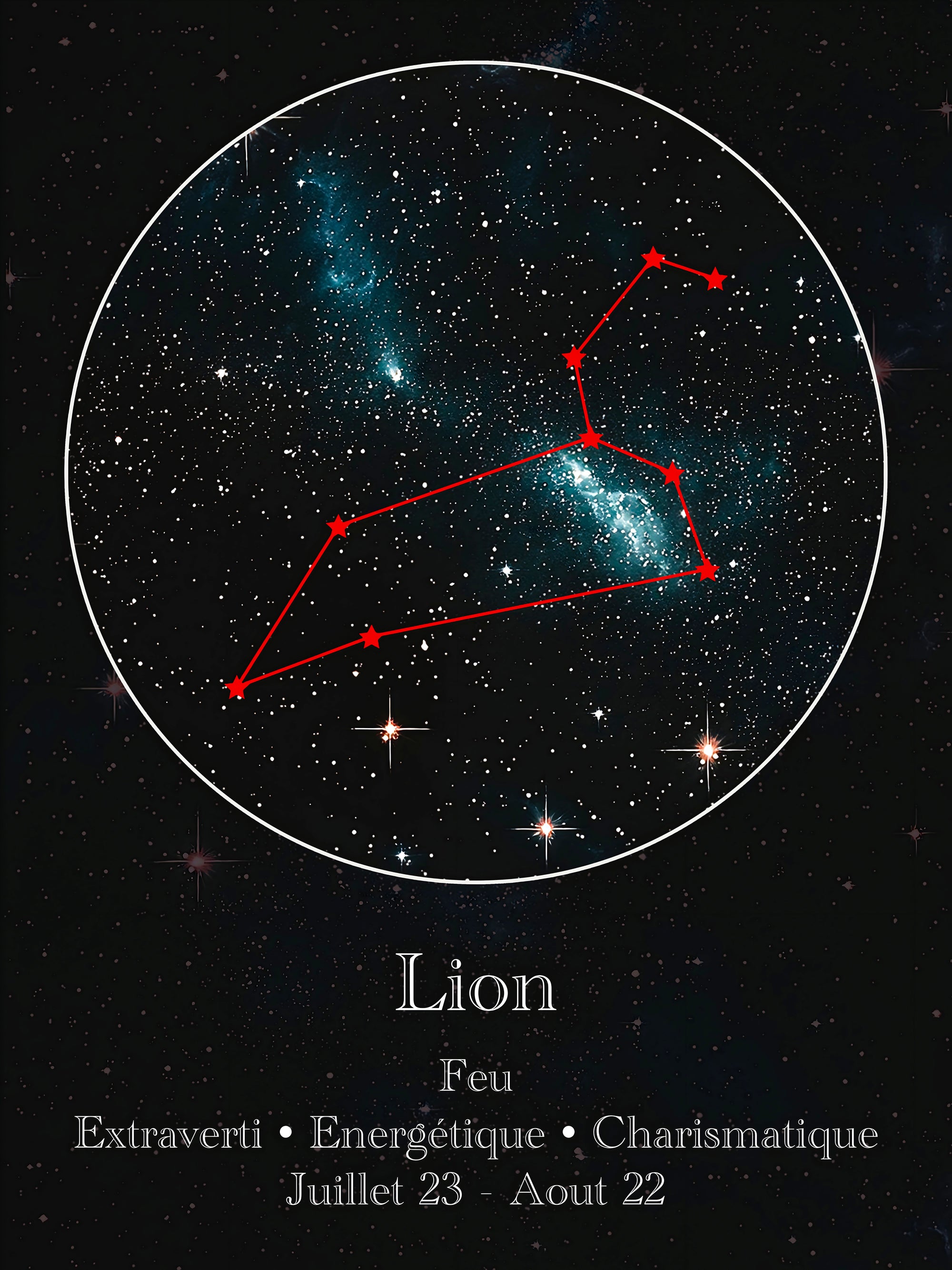 Tableau Signe Astrologique Lion Constellation - Décoration Murale - Fabulartz.fr