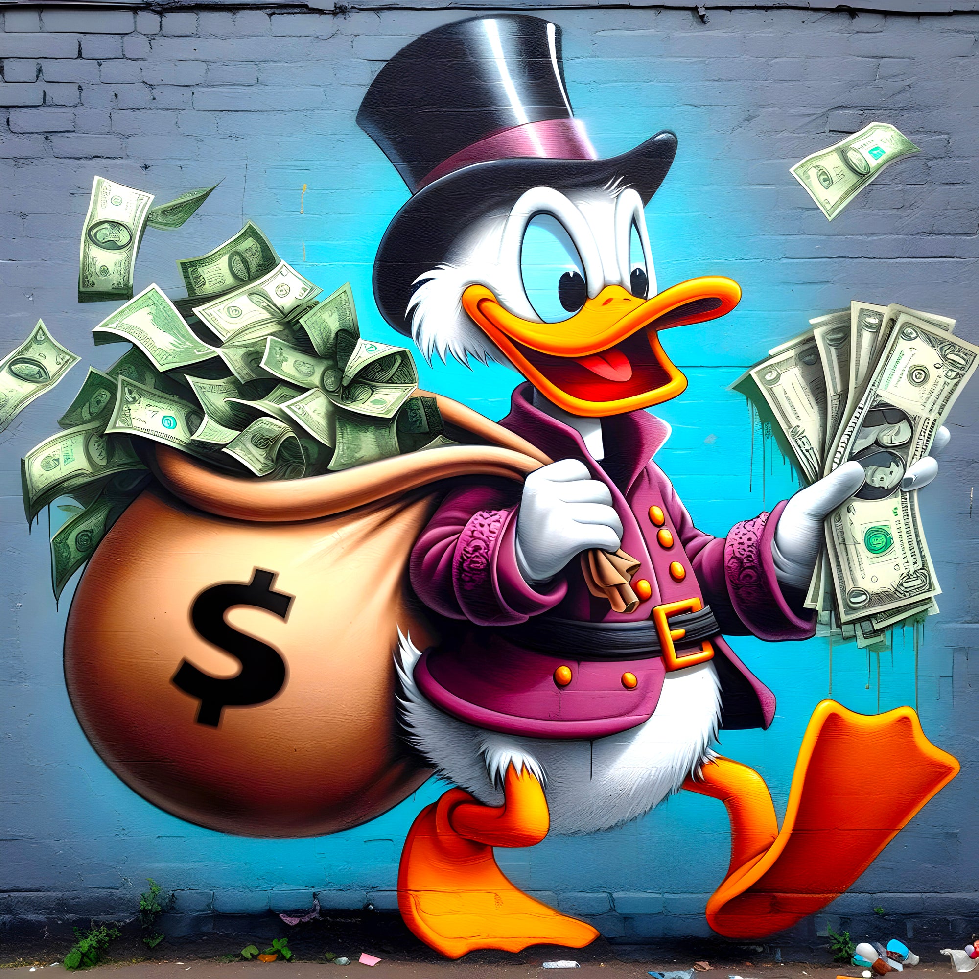 Tableau Picsou Sac de Dollars - Décoration Murale Design - Fabulartz.fr