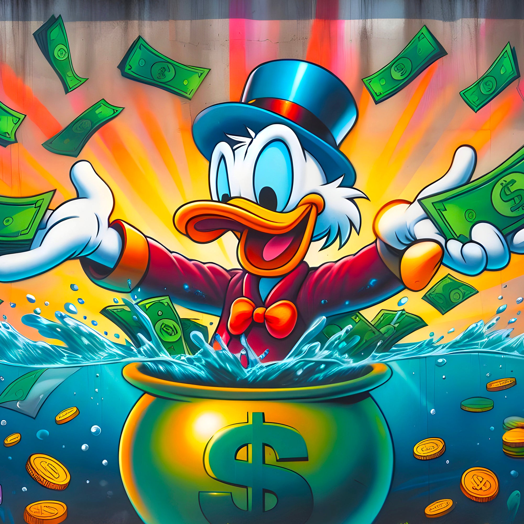 Tableau Picsou Pluie de Dollars - Déco Murale Design - Fabulartz.fr