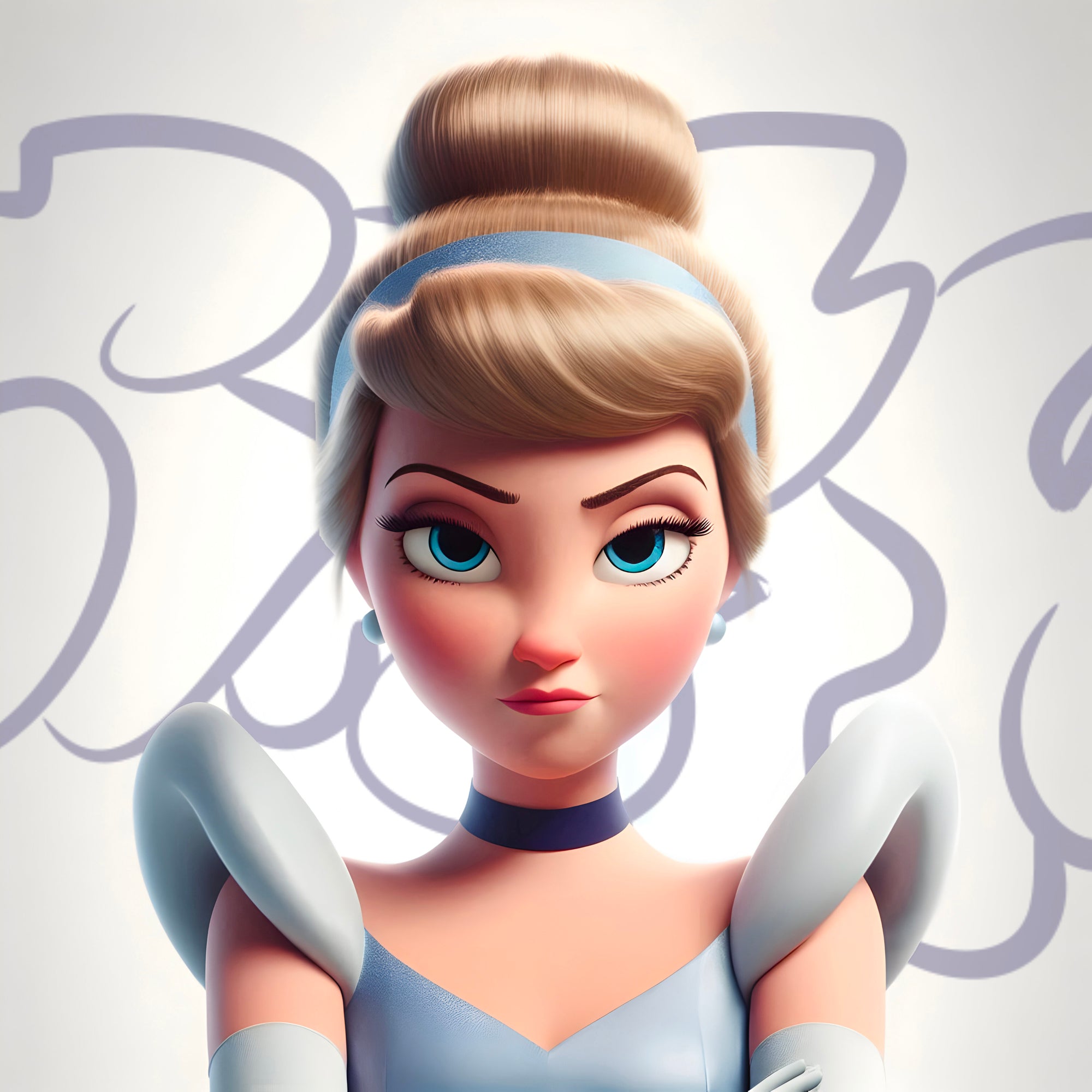 Tableau Portrait Cendrillon Sérieuse - Cadre Murale Design - Fabulartz.fr