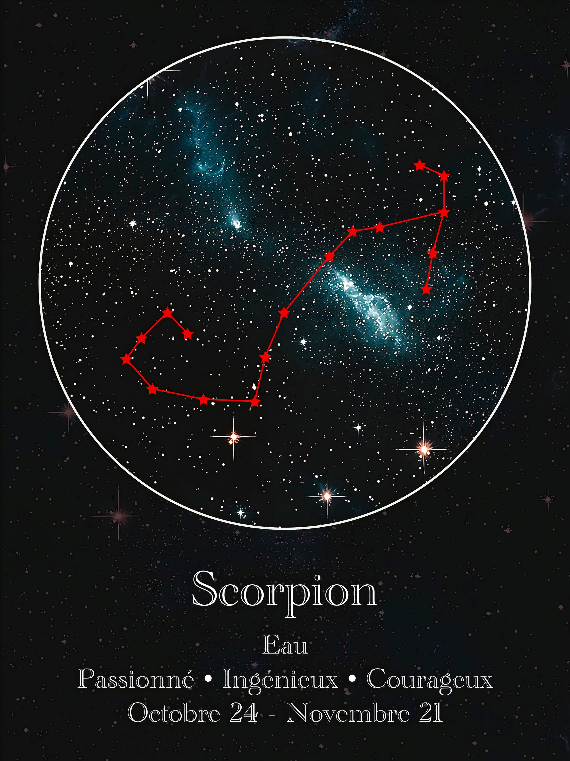 Tableau Signe Astrologique Scorpion Constellation - Déco Murale - Fabulartz.fr