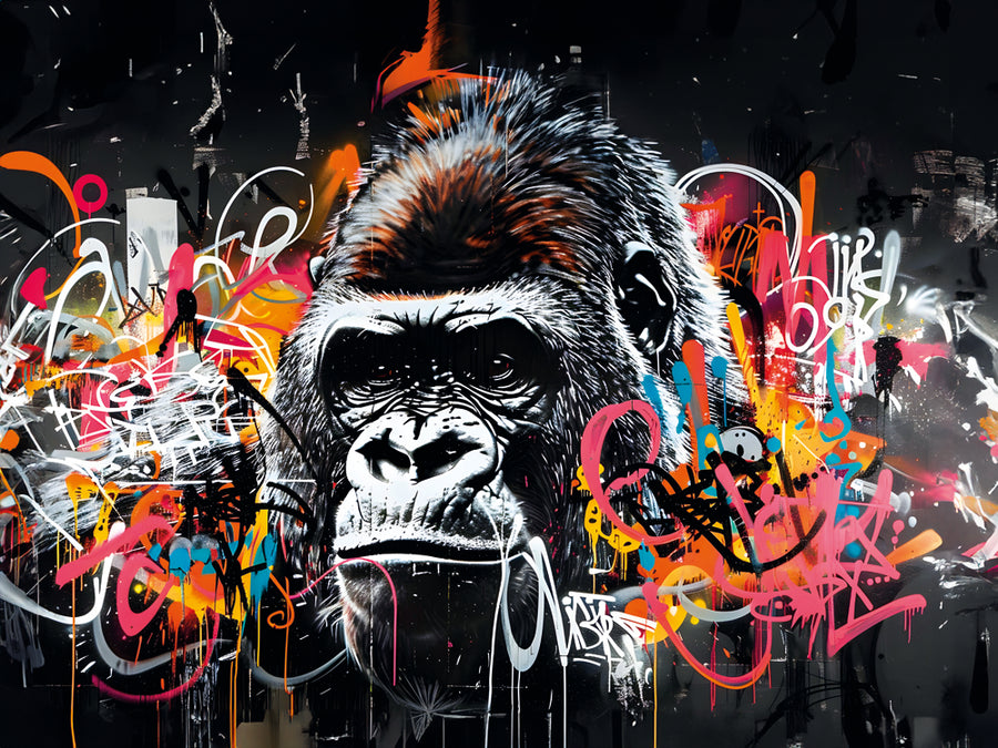 Tableau Street Art Gorille Imposant - Décoration Murale Dynamique