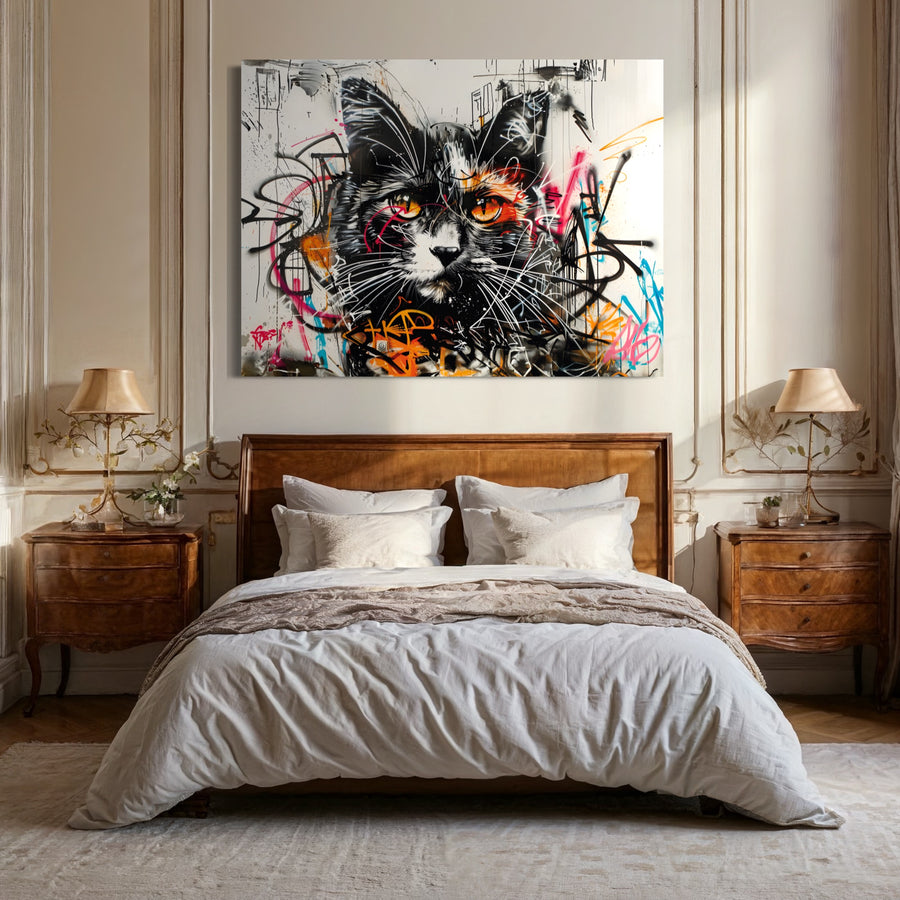Quadro Street Art Majestic Cat - Cornice decorativa contemporanea