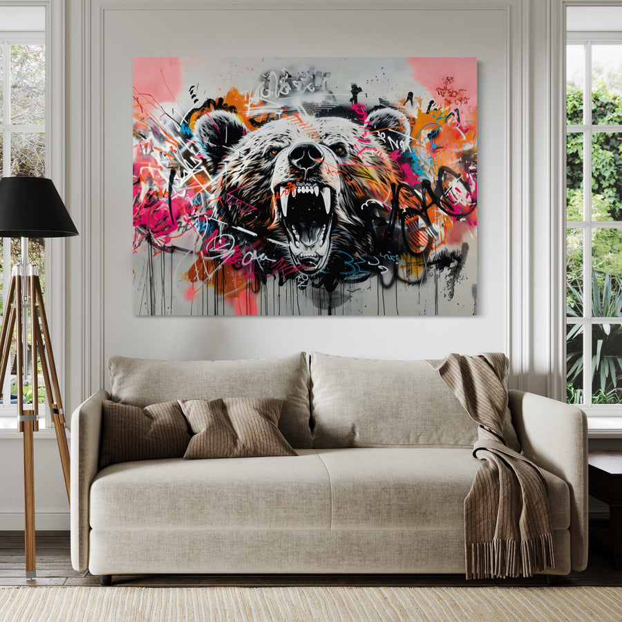 Tableau Street Art Ours Sauvage - Contemporary picture frame