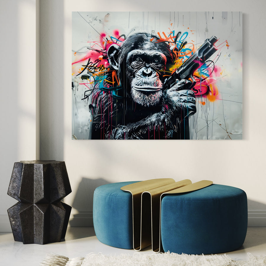 Pittura Street Art Monkey - Cornice decorativa moderna