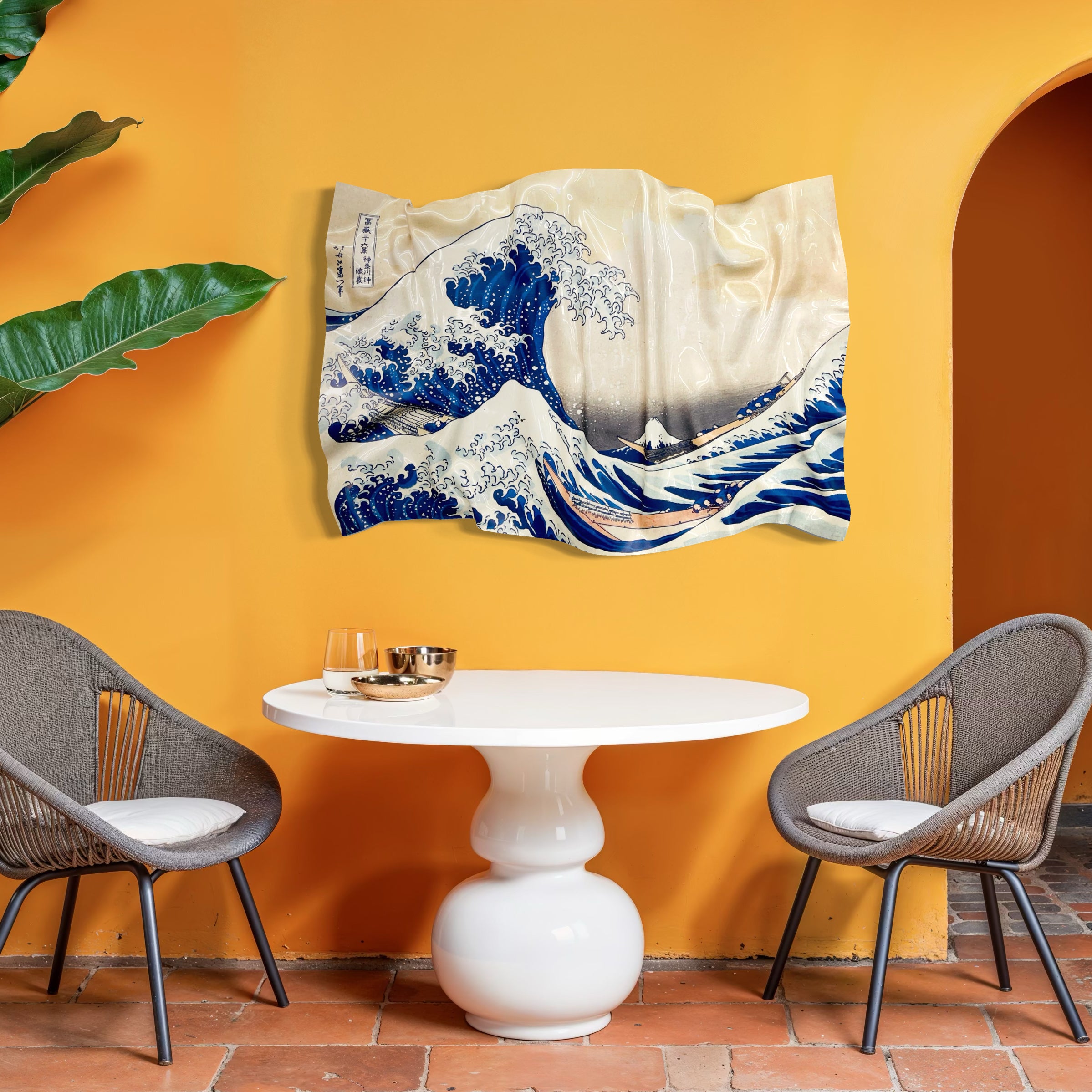 Tableau froissé - La Grande Vague de Kanagawa