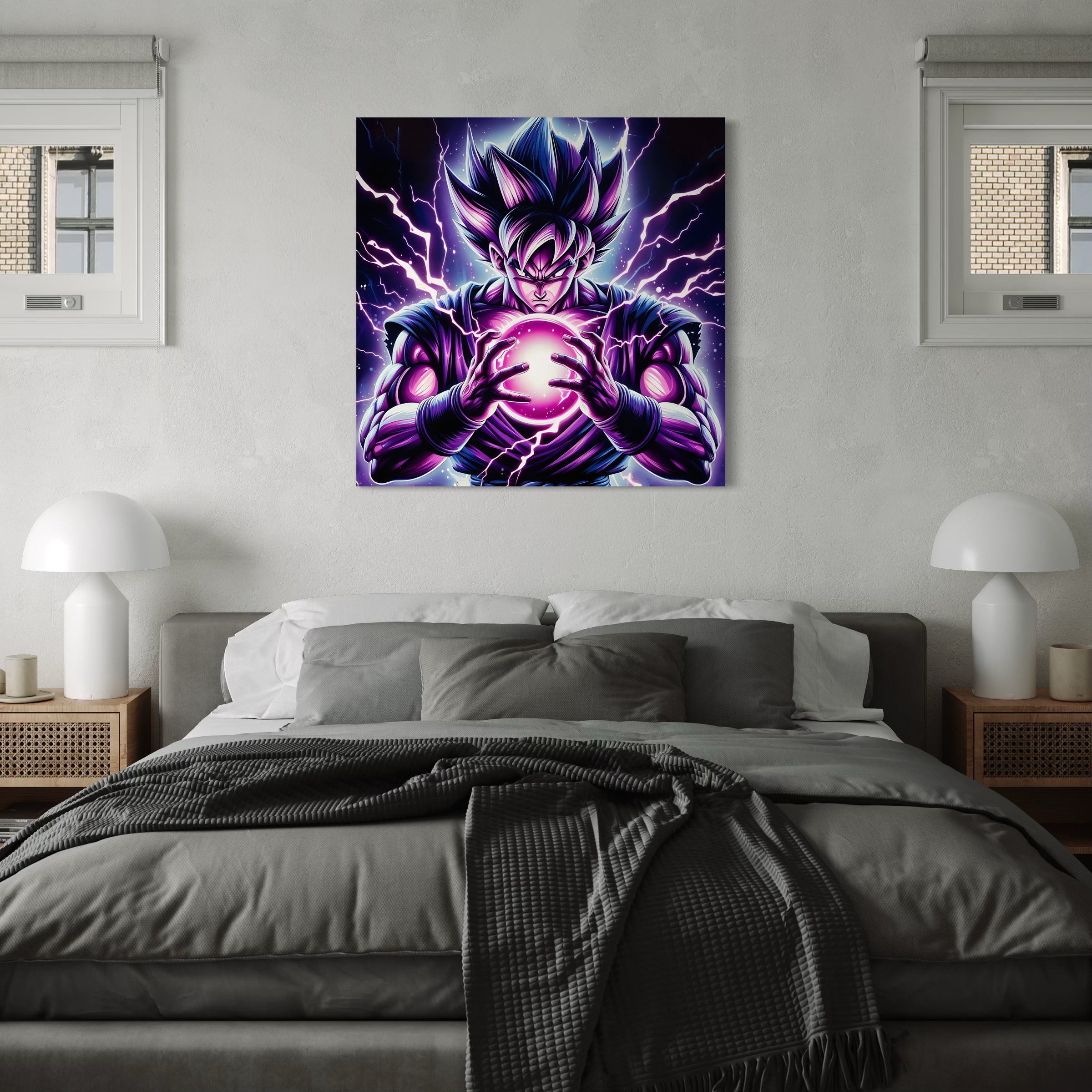 Dragon Ball Z Super Saiyan Black and White Painting - Déco Murale