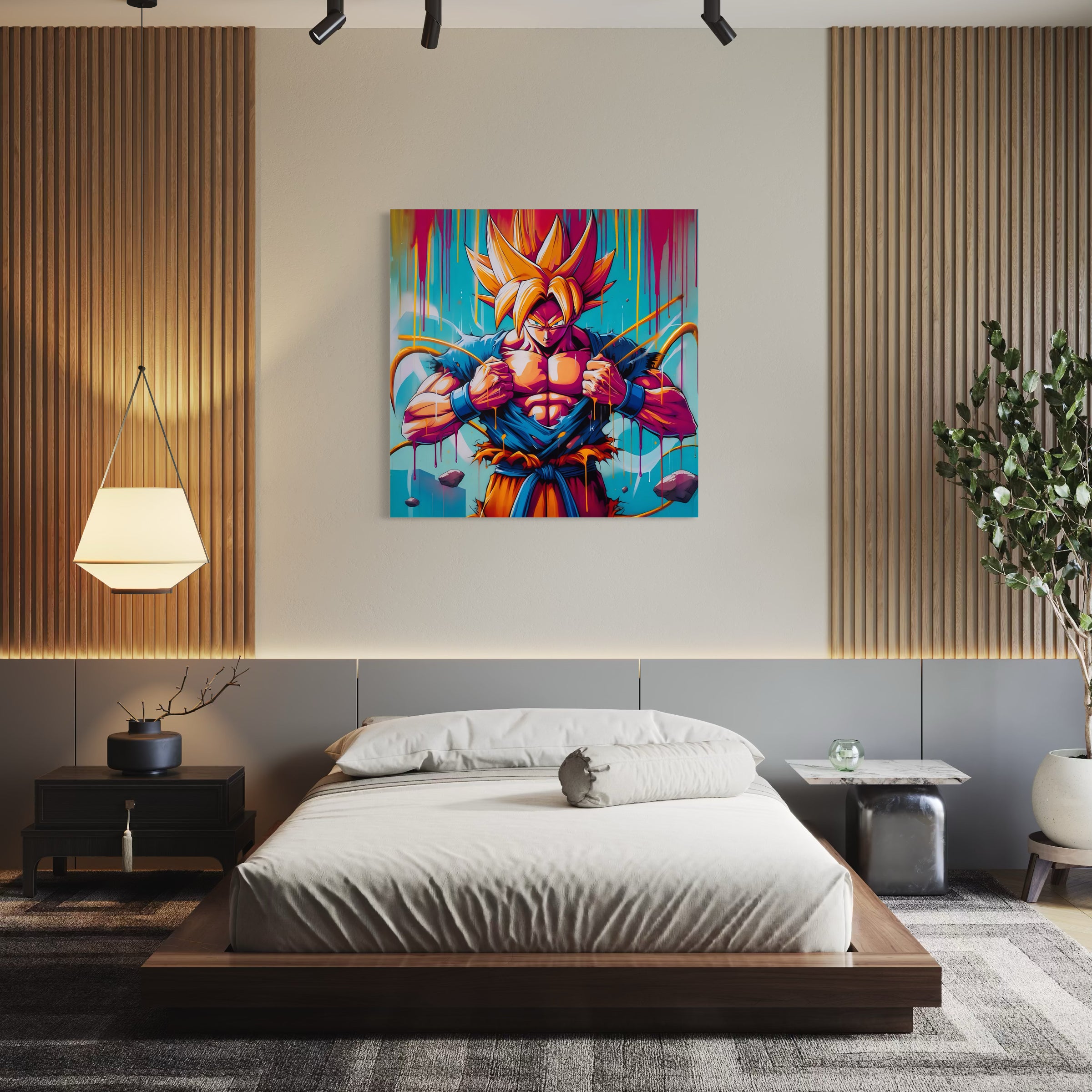 Dragon Ball Z Super Saiyan Black and White Painting - Déco Murale