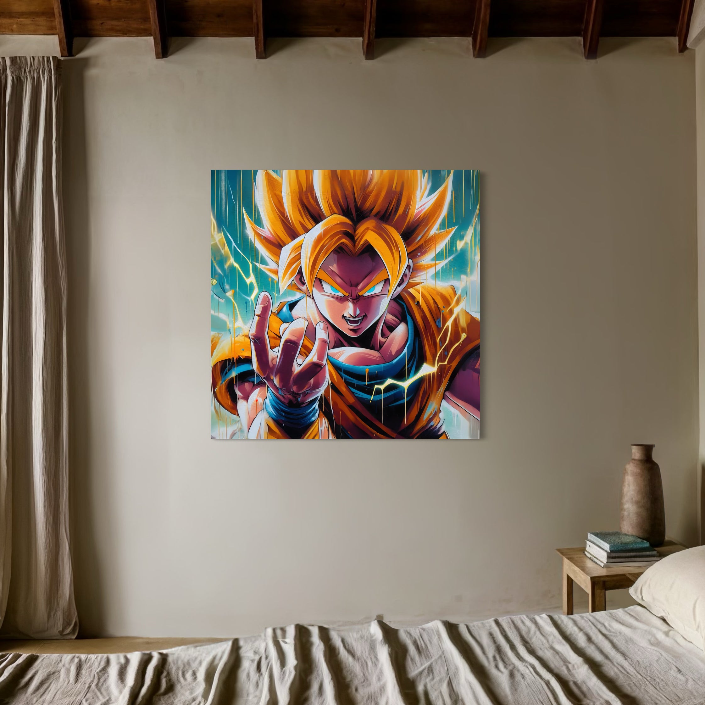 Dragon Ball Z Super Saiyan Pittura in bianco e nero - Déco Murale