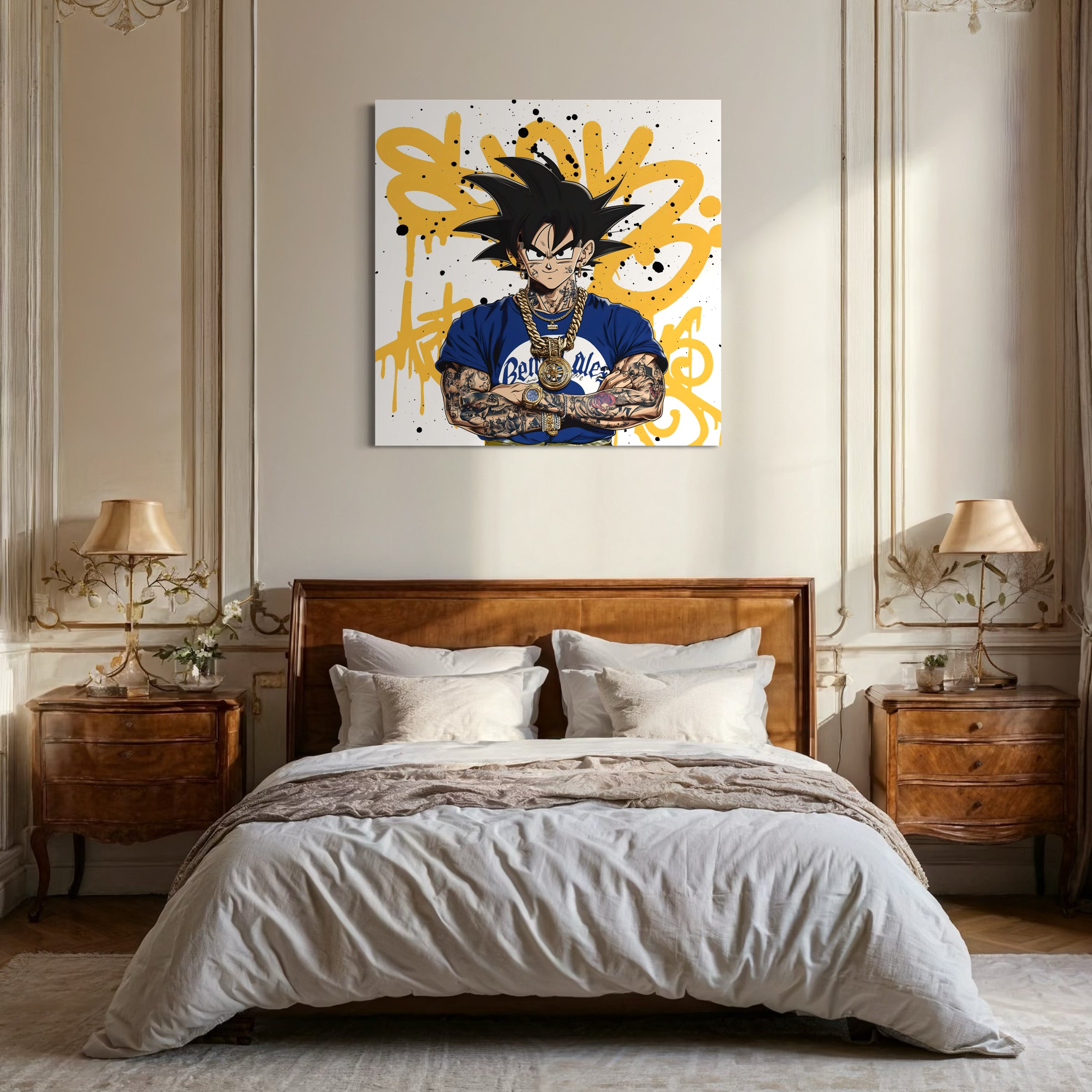 Dragon Ball Z Super Saiyan Black and White Painting - Déco Murale
