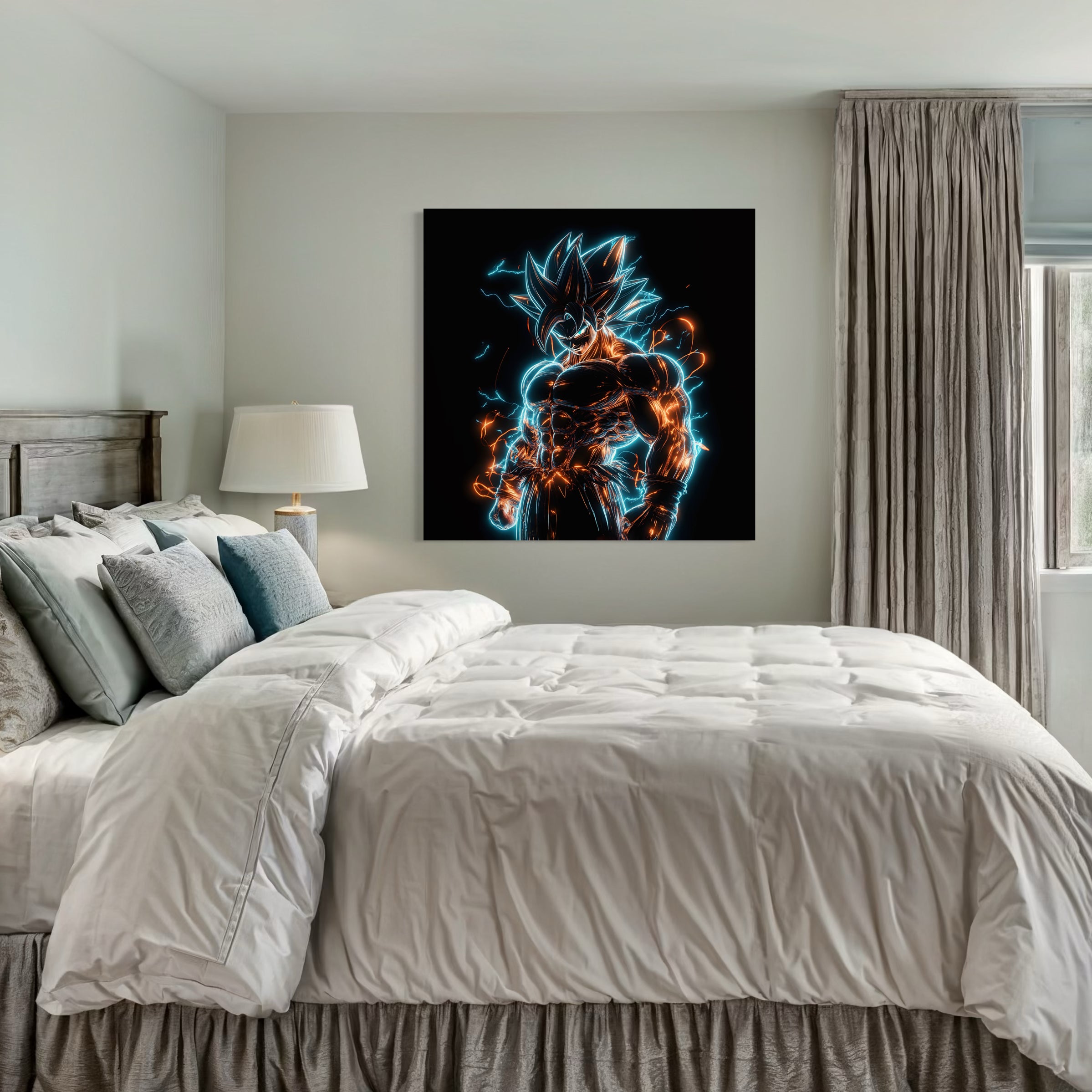 Dragon Ball Z Super Saiyan Black and White Painting - Déco Murale